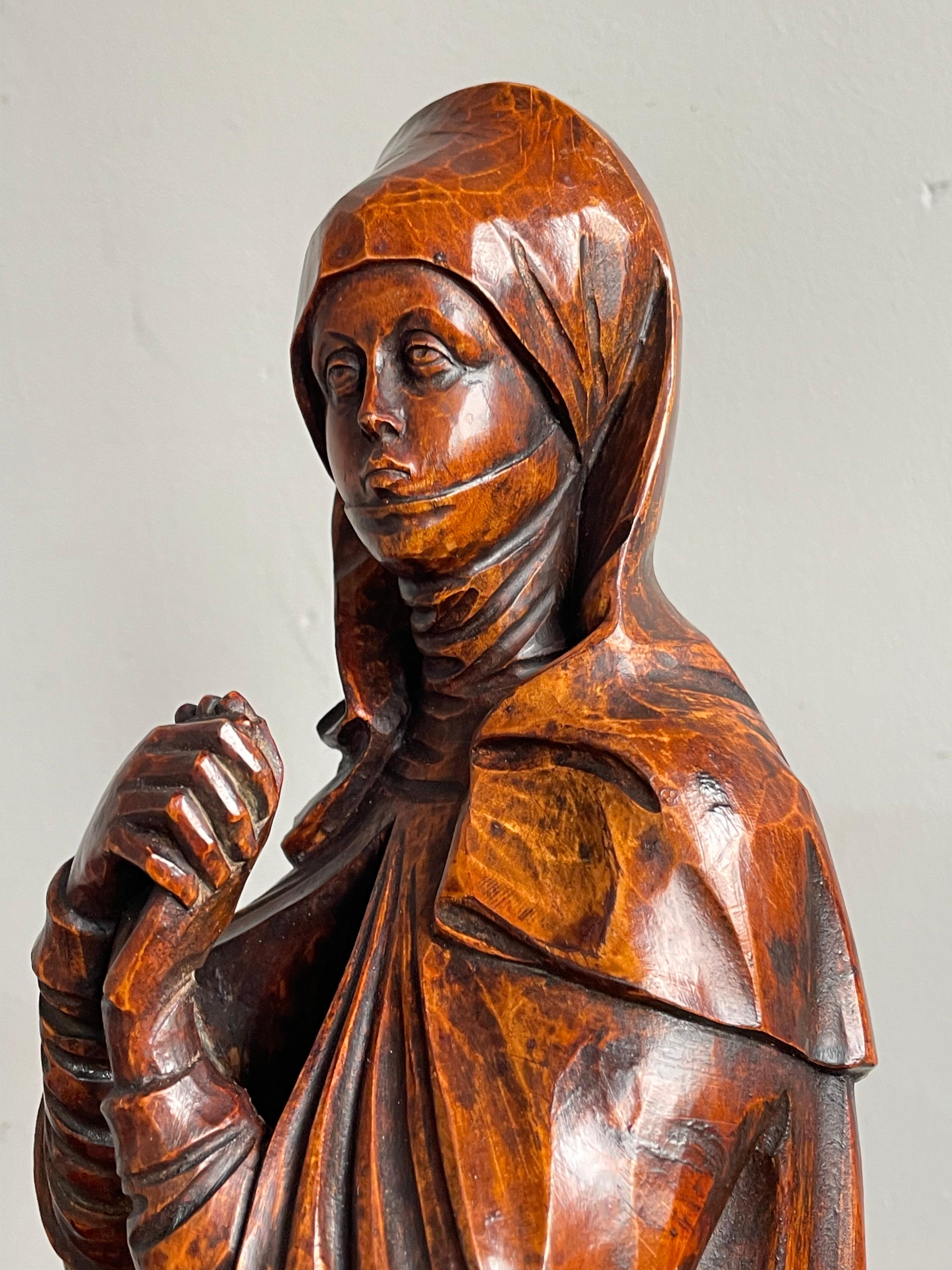 2 Hand Carved Antique Statuette & Sculpture of Saint Teresa of Avila / of Jesus In Excellent Condition For Sale In Lisse, NL