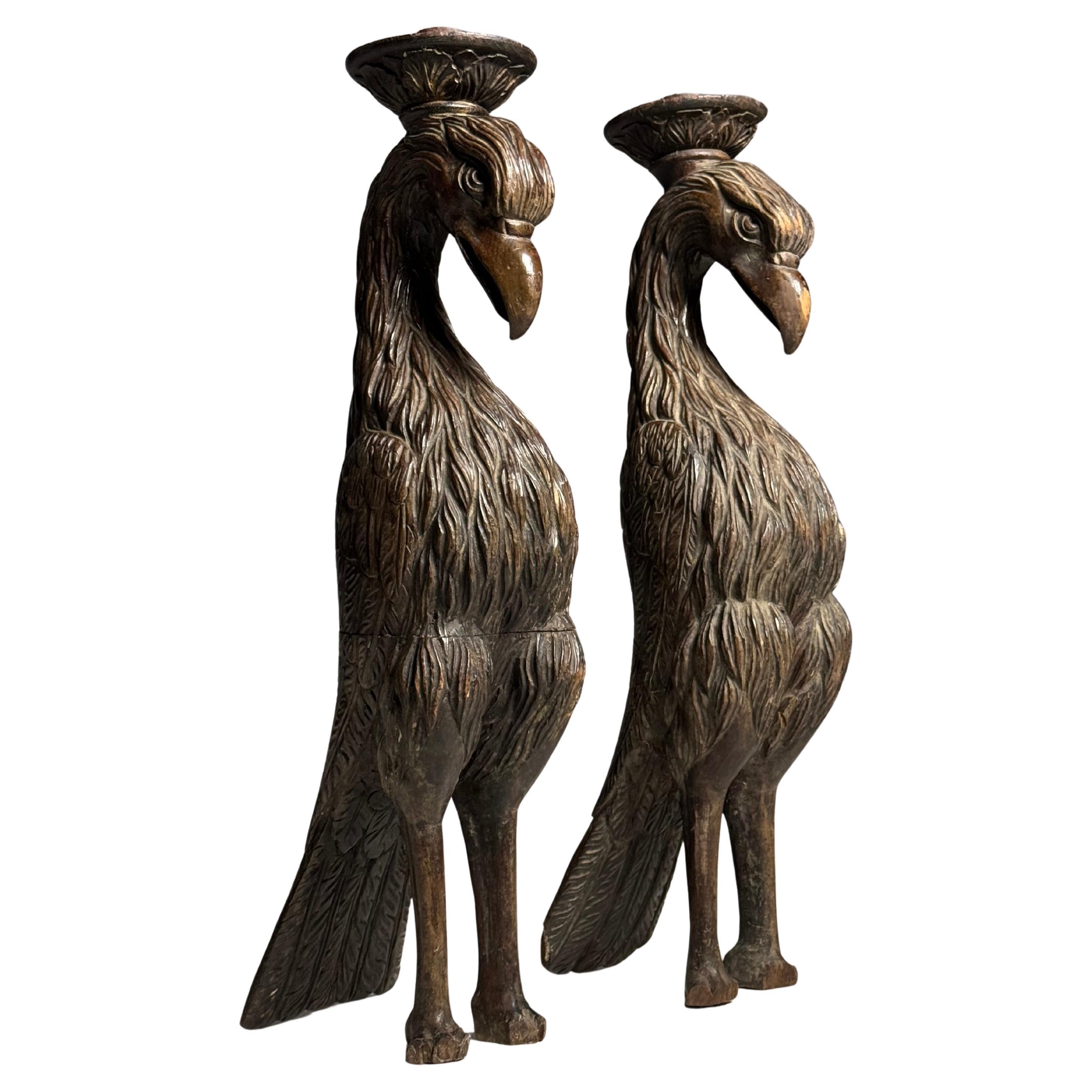 2 hand-carved statues of eagles ca. 1800