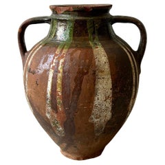 Antique 2 Handle Striped Confit Pot