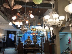 2 Hanging Lamps in Chrome, 1950, Italian