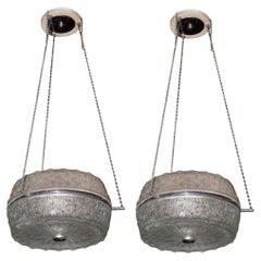 2 lampes à suspension en cristal, 1950