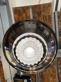 2 Hanging Lamps in Crystal and Chrome, 1950, France