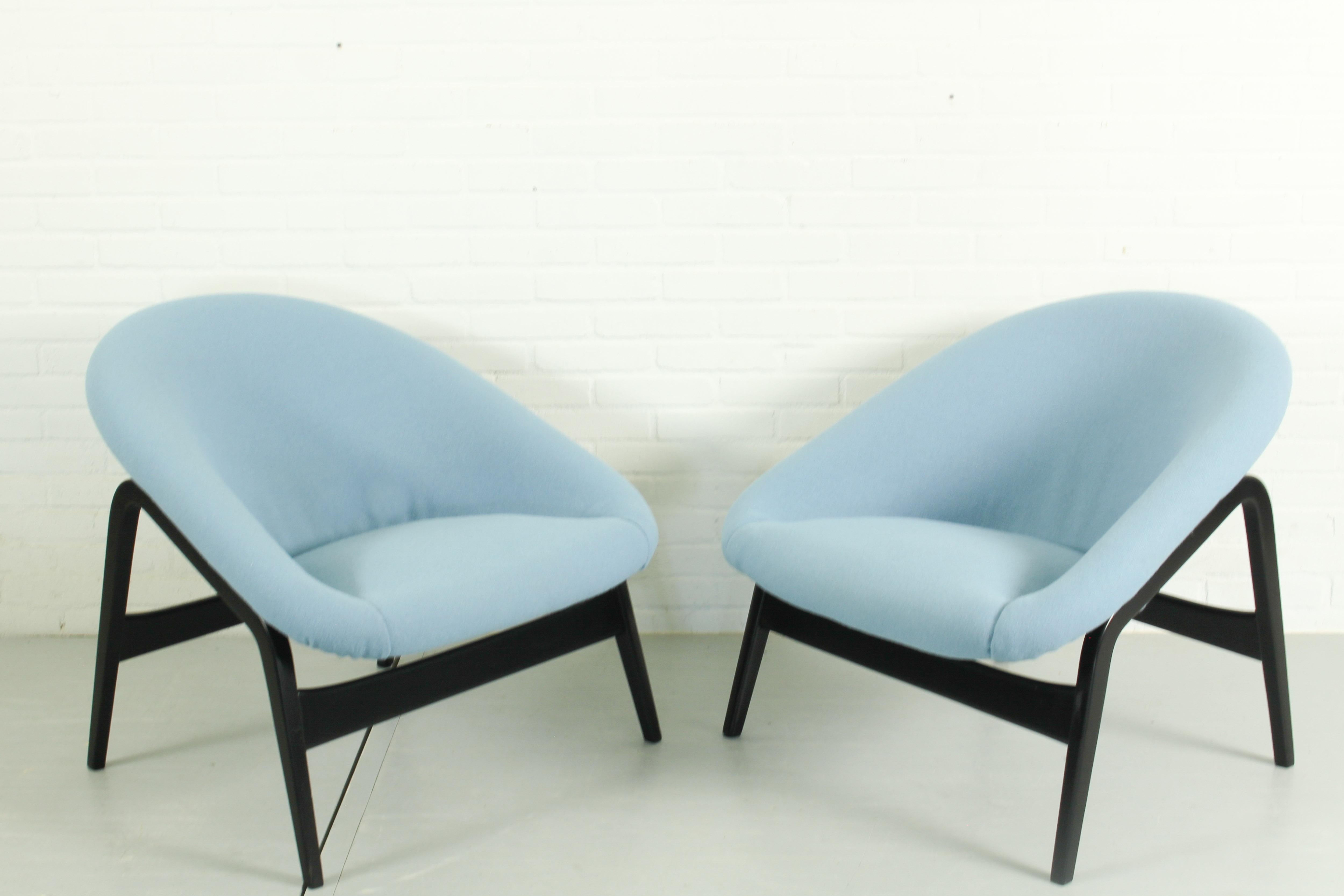Mid-Century Modern 2 Hartmut Lohmeyer for Artifort lounge chairs Model 118 'Columbus',  1957 For Sale