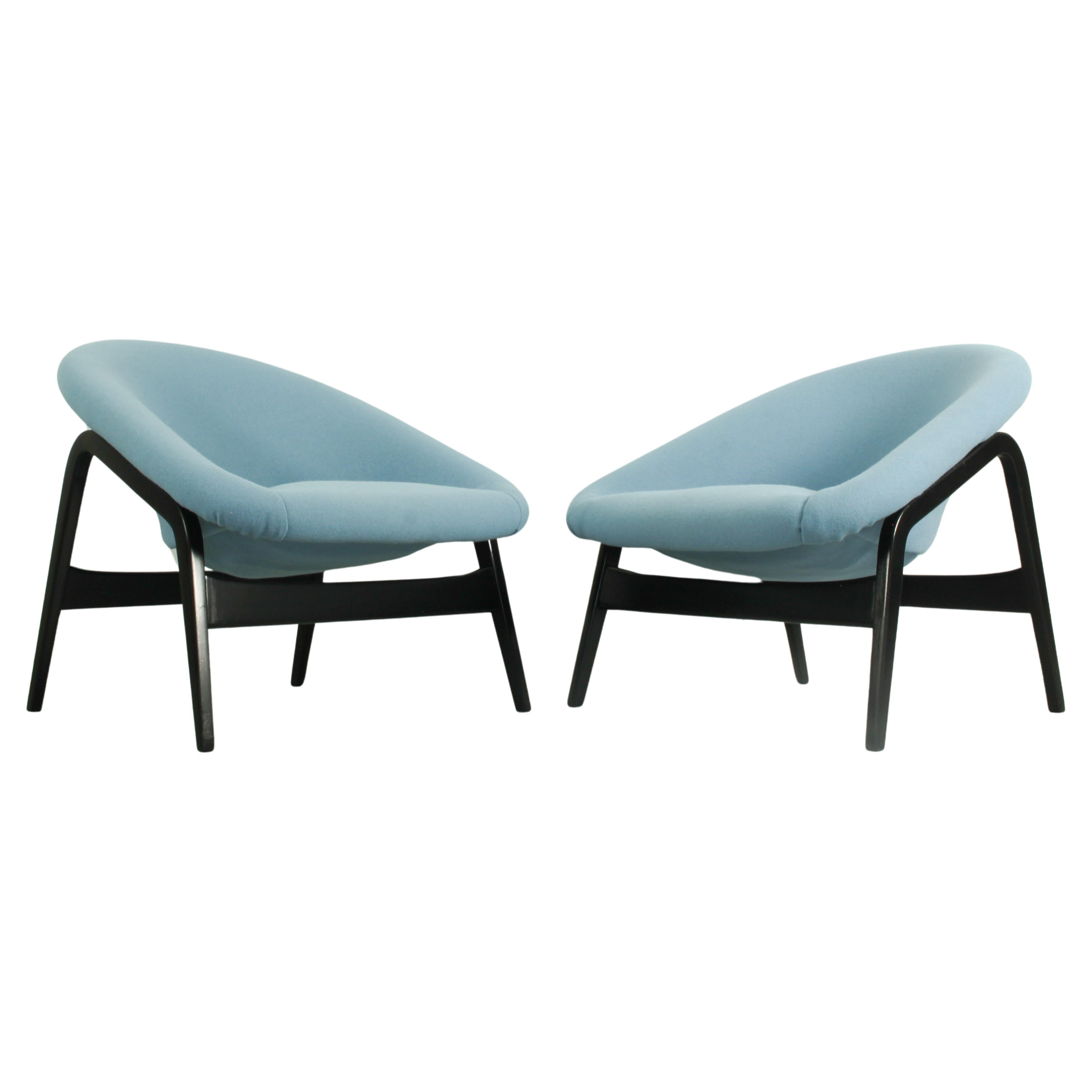 2 Hartmut Lohmeyer for Artifort lounge chairs Model 118 'Columbus',  1957 For Sale