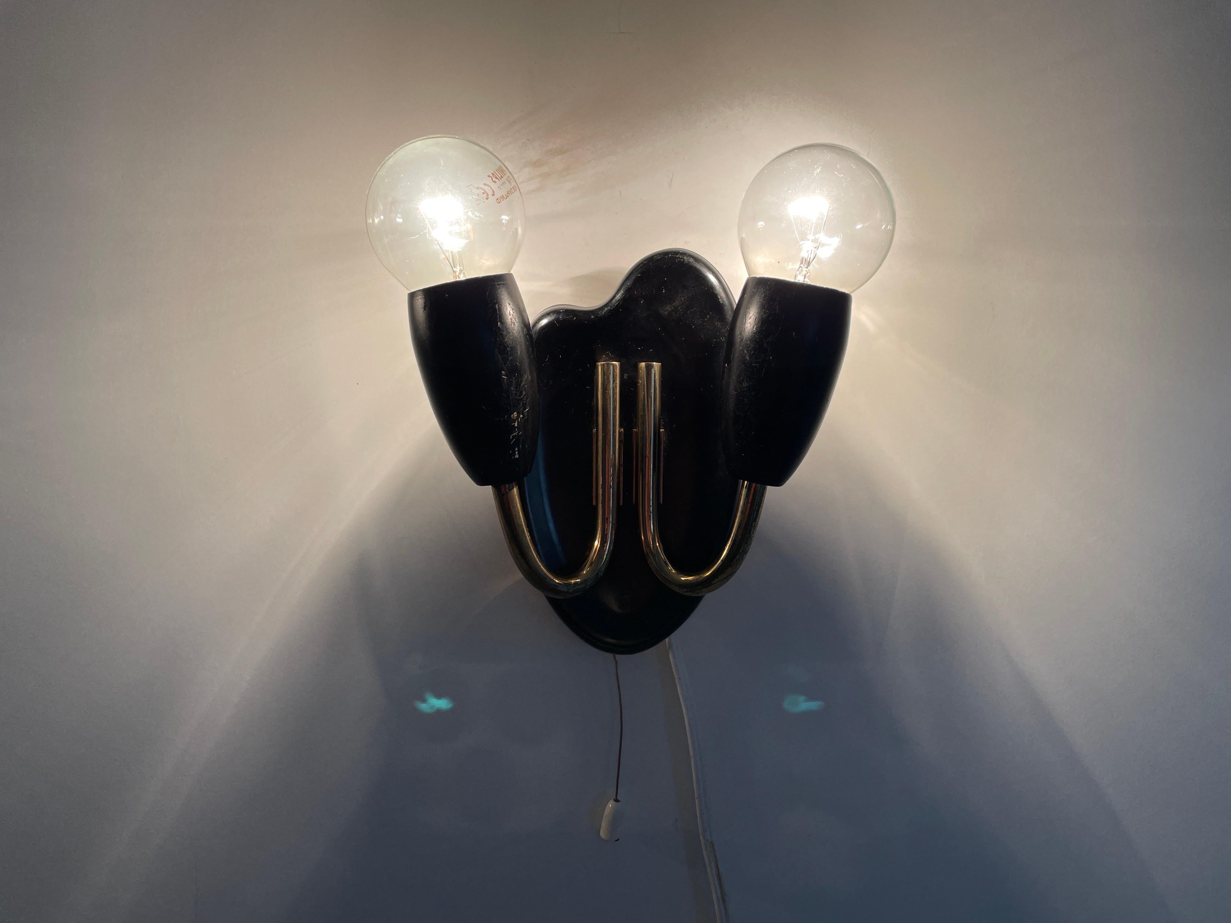 Coppia di piccole lampade a 2 teste in metallo nero, anni '50, Germania in vendita 4
