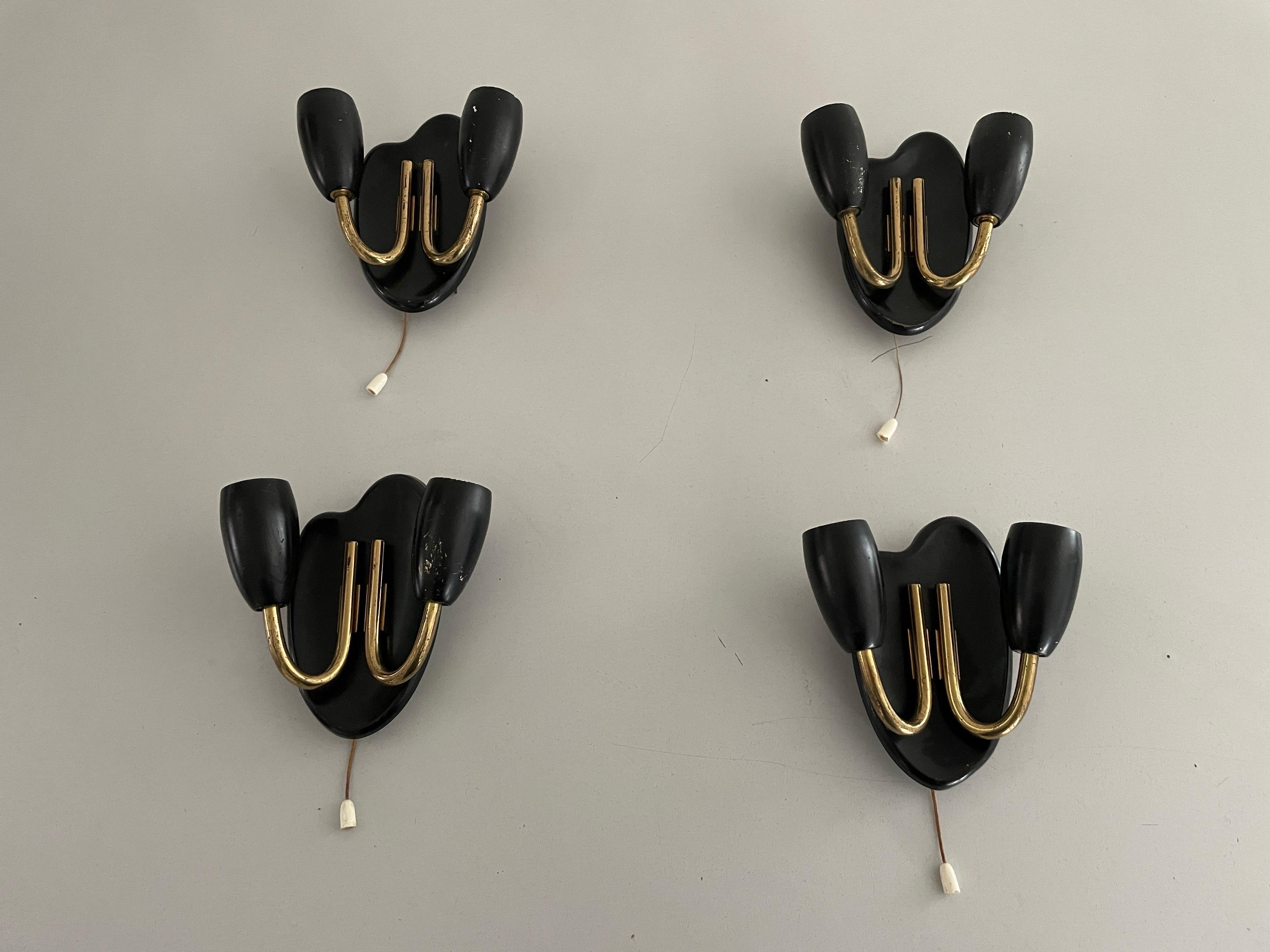 Coppia di piccole lampade a 2 teste in metallo nero, anni '50, Germania in vendita 5
