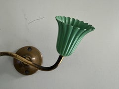 Petite applique simple à 2 têtes en laiton vert, années 1950, Italie