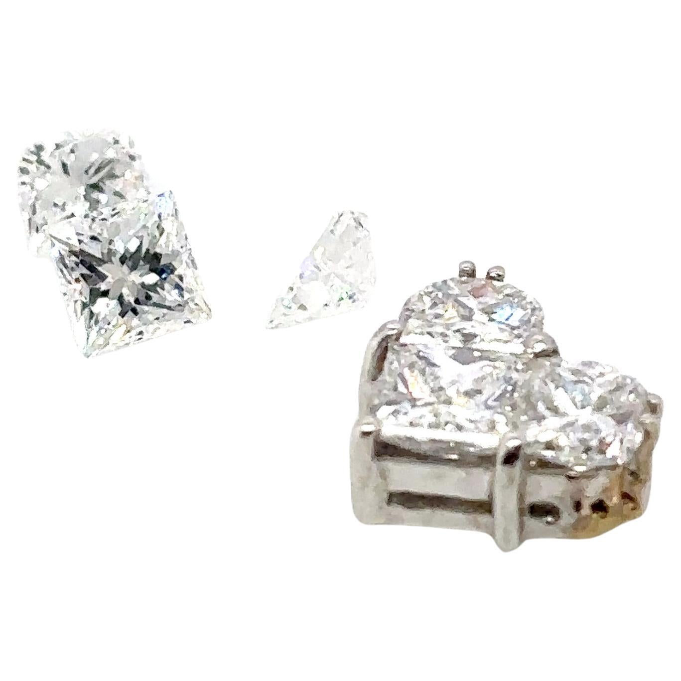 2 diamanti taglio torta a cuore Cts 2,13