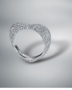 2 Heart shaped Pavé set diamond rings , pink & white g 18 kt gold