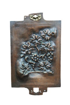 2 Heavy Antique Copper High Relief Grapevine Grape Wine Molds Plaques 25"