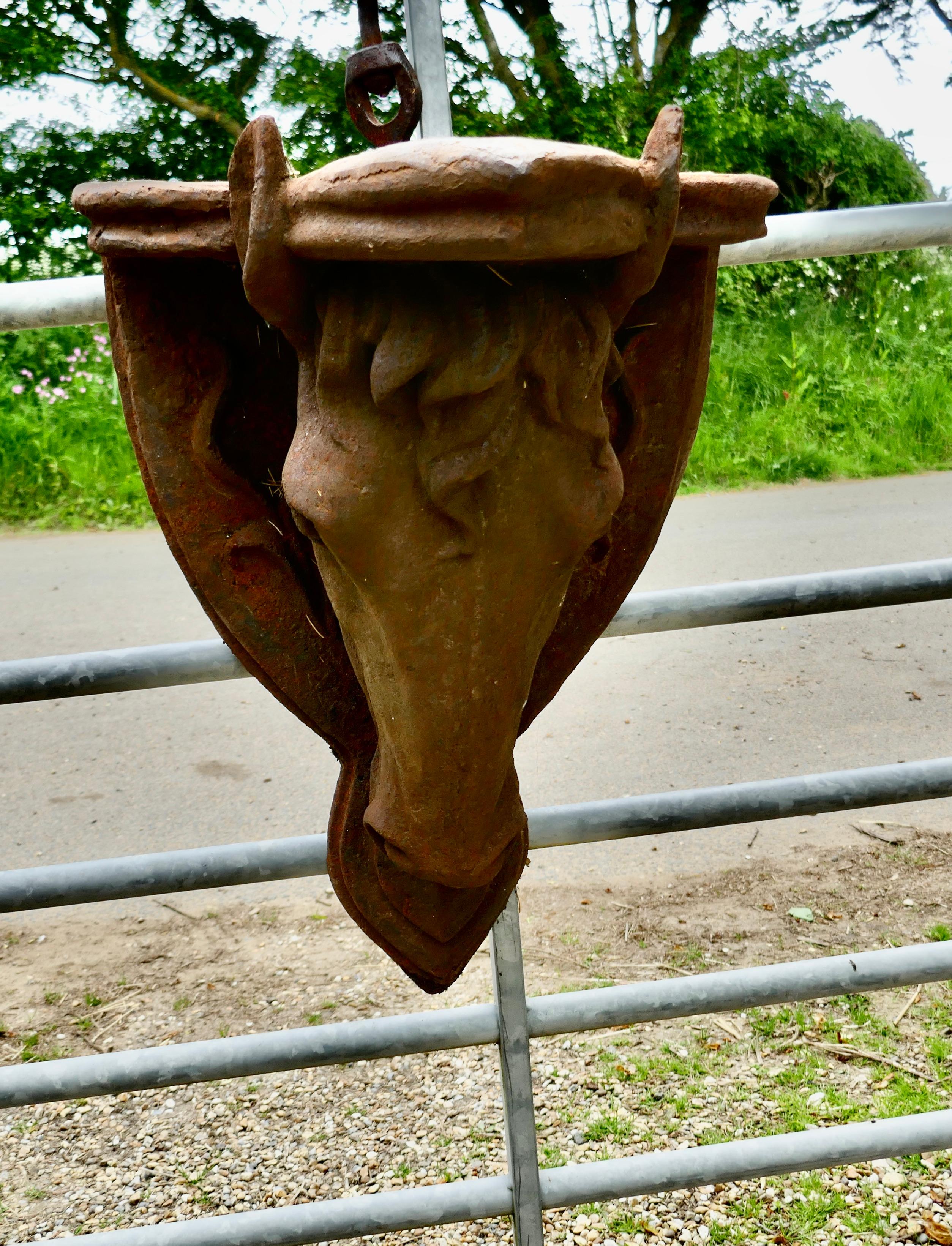 Folk Art 2 Heavy Cast Iron Horse’s Head Wall Brackets For Sale