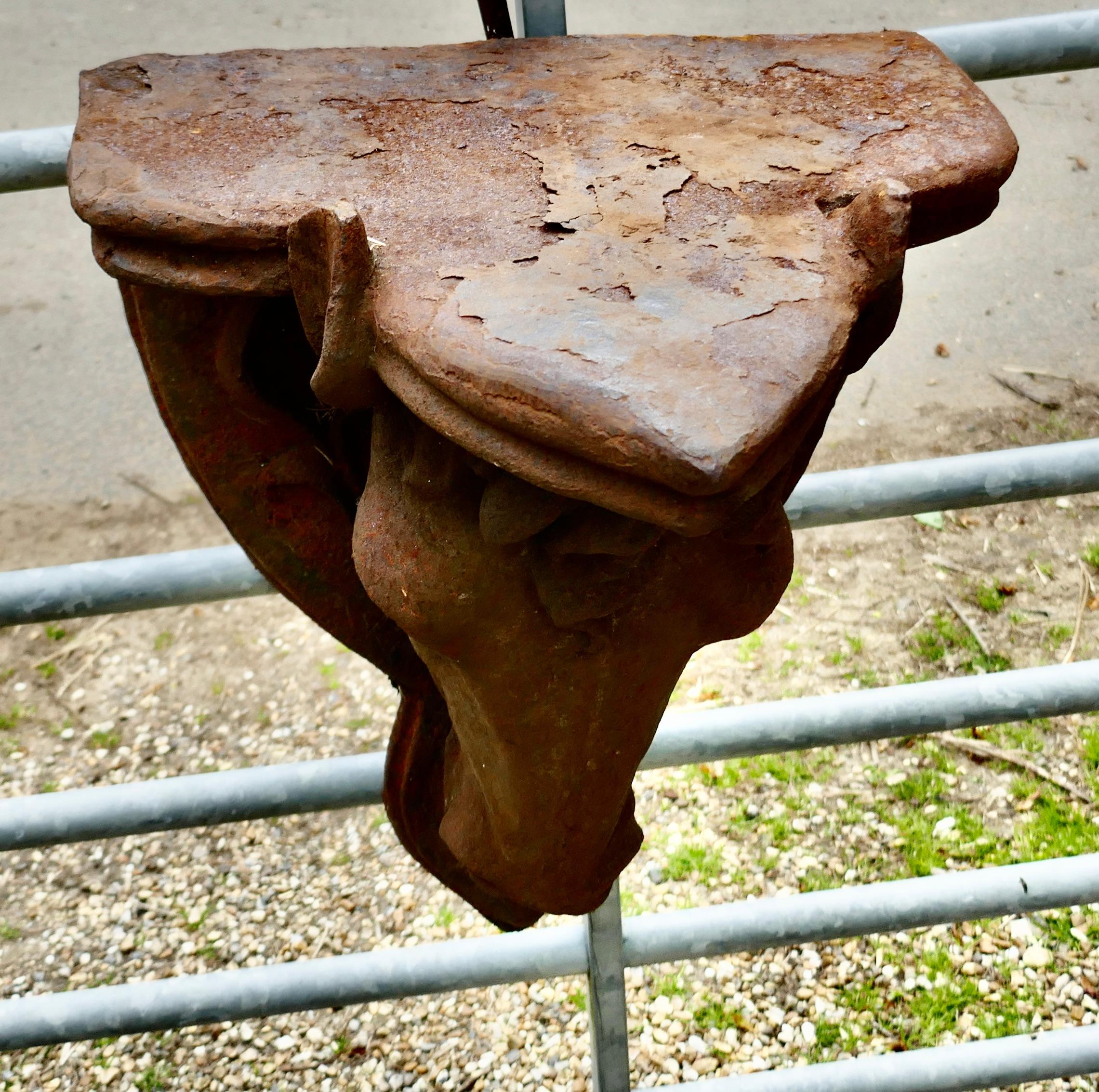 2 Heavy Cast Iron Horse’s Head Wall Brackets In Good Condition For Sale In Chillerton, Isle of Wight
