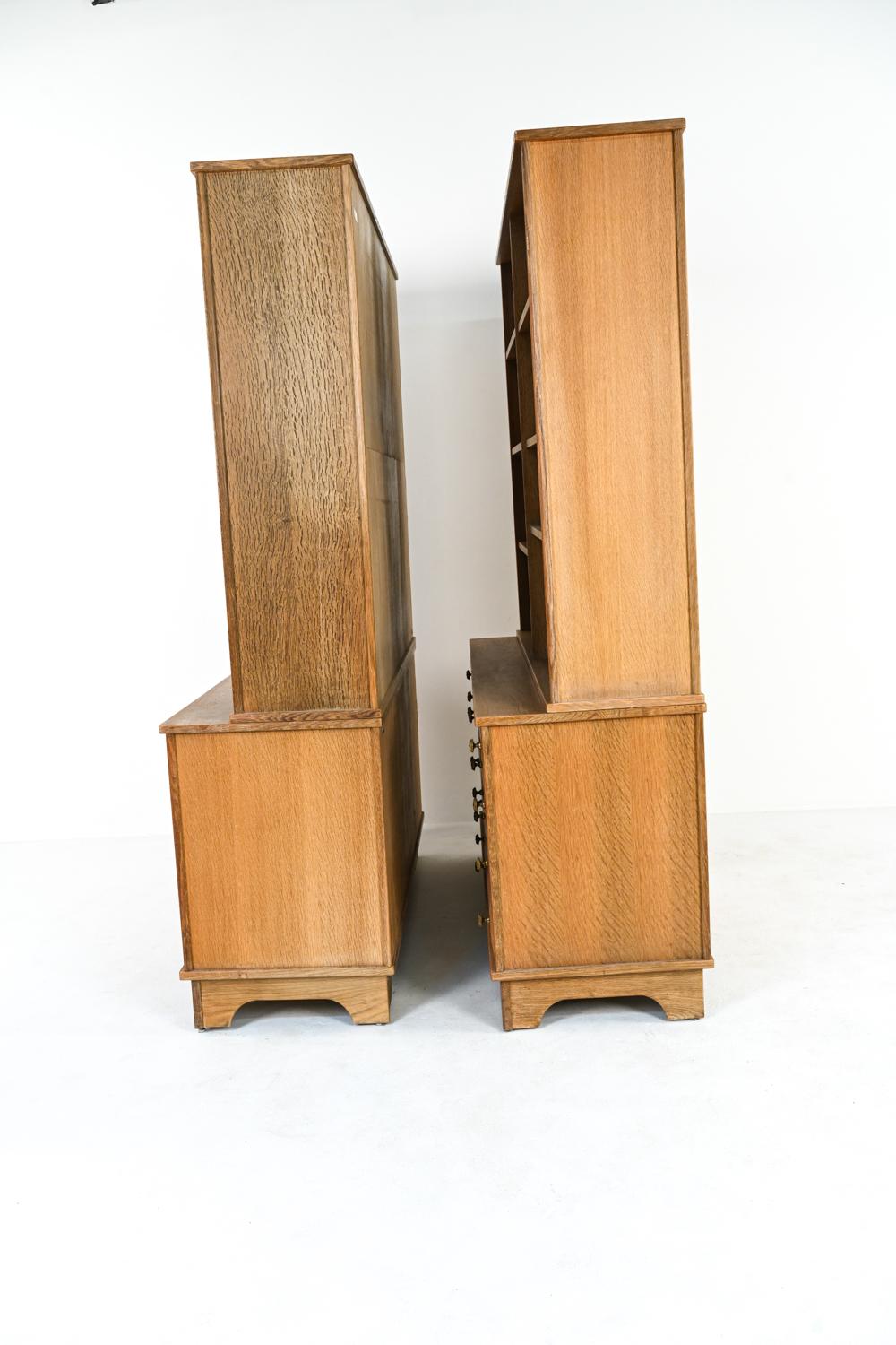 '2' Henning Kjærnulf for Nyrup Oak Bookcase Cabinets, c. 1960s In Good Condition In Norwalk, CT