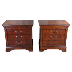 2 Henredon Cavalier Cherry Louis Philippe Bedside Bachelors Chest Nightstands