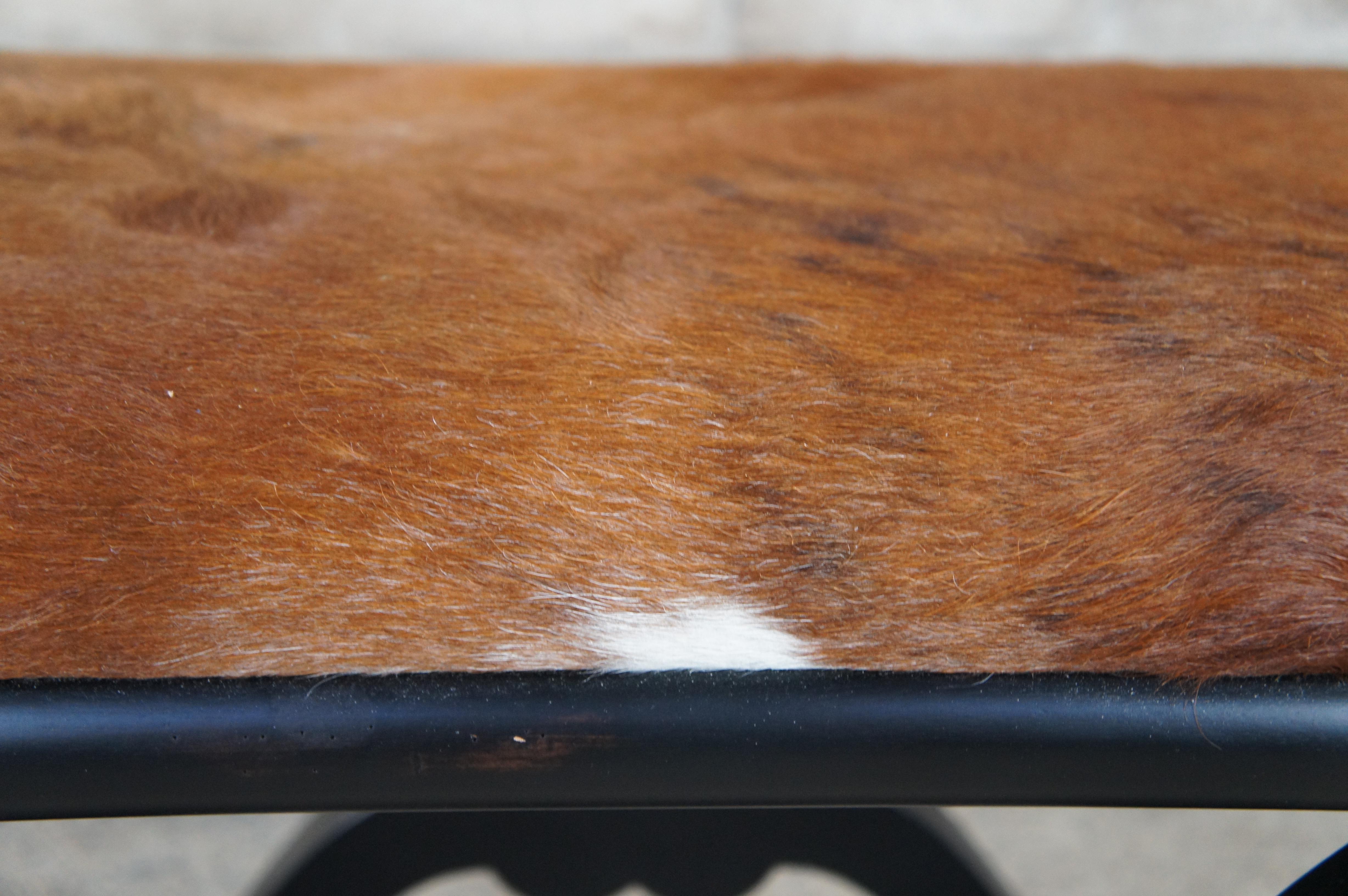 2 Henredon Celerie Kemble French Empire Curule Cowhide Stools Ottomans Bench For Sale 3