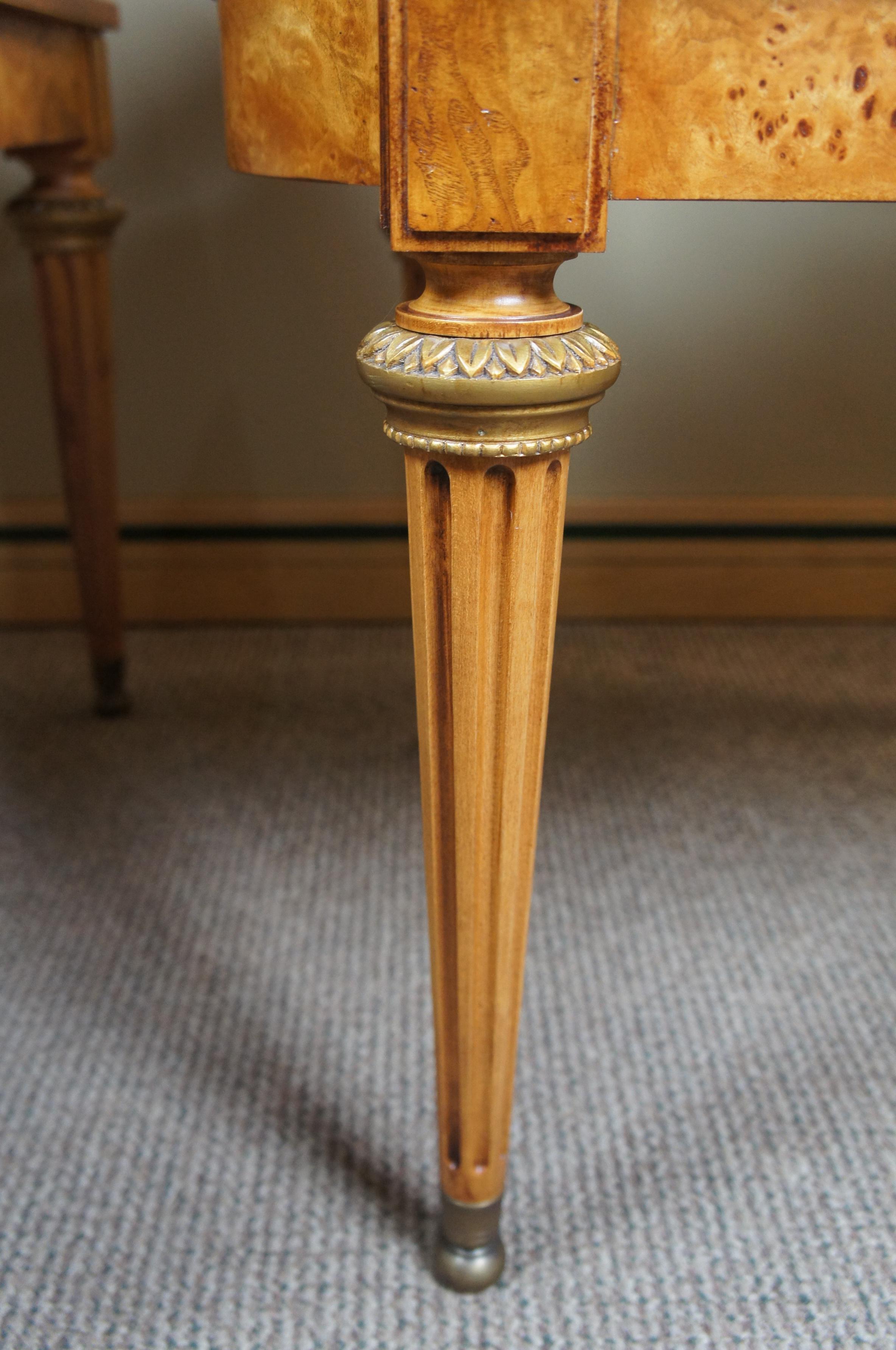 2 Henredon French Empire Olive Ashwood Burled Side Tables 2-Tier Neoclassical 2