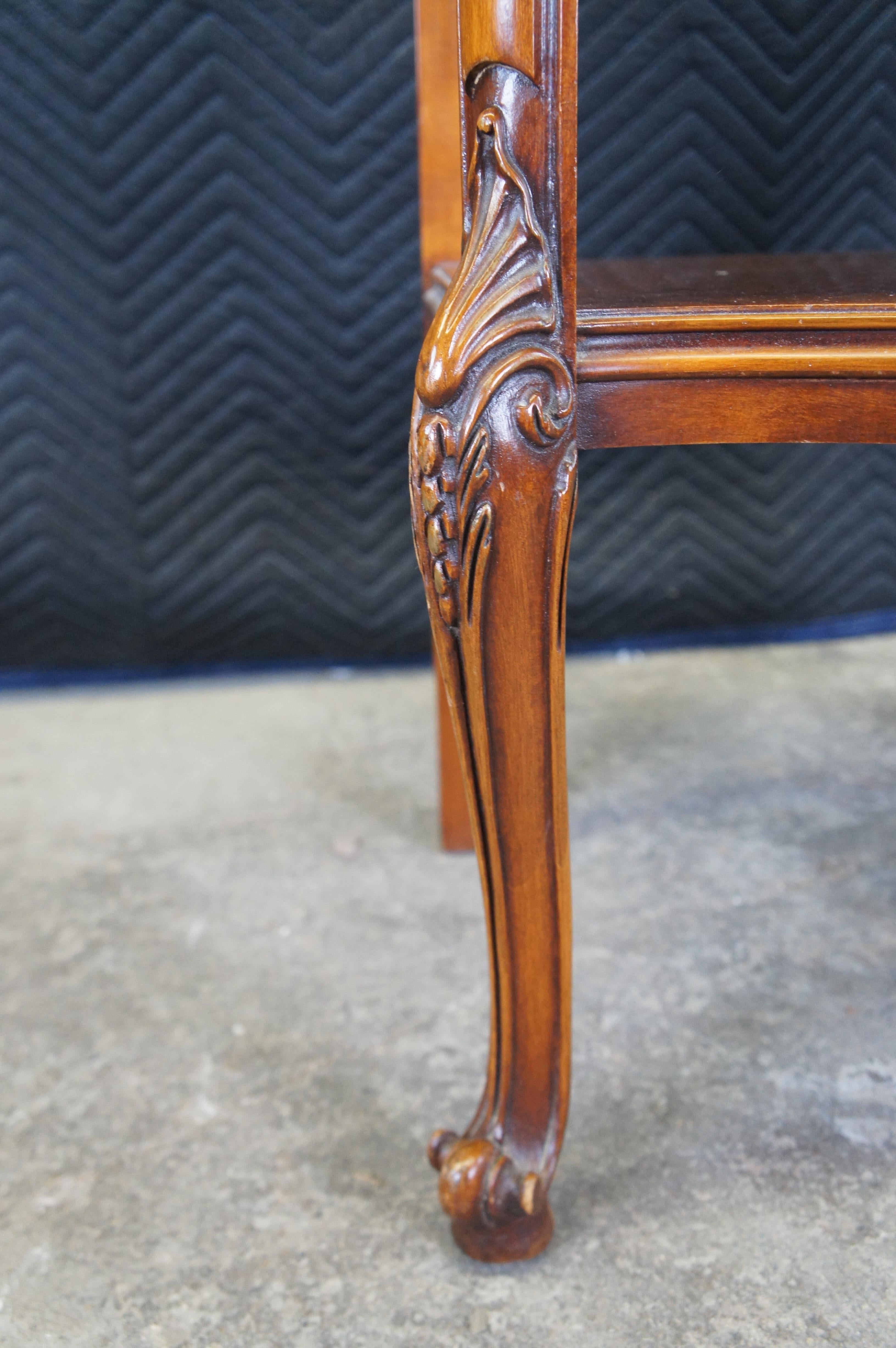 2 Henredon French Provincial Walnut Marble Tiered Side End Tables Nightstands 3