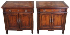 2 Henredon Louis XVI Walnut & Oak Chests Side Accent Tables Nightstand Cabinet