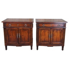 2 Henredon Louis XVI Walnut & Oak Chests Side Accent Tables Nightstand Cabinet