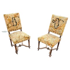 2 Henri 2 Style Chairs, with Beautiful Tapestries circa 1900