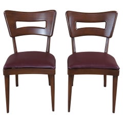 2 Heywood Wakefield Mid-Century Modern M-1554-A Dogbone Maple Side Chairs Pair