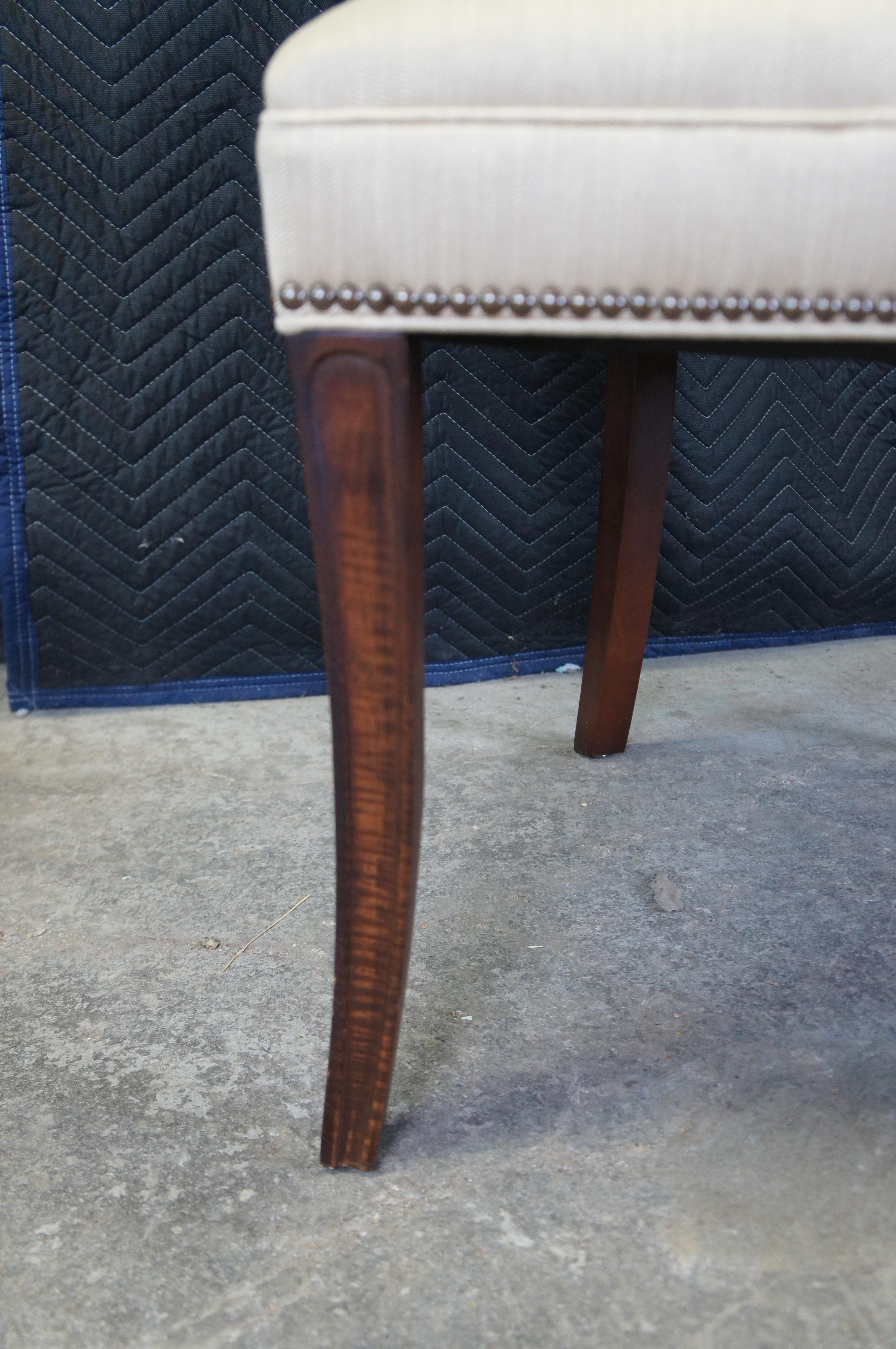 2 Hickory Chair Biedermeier Leather Herringbone Scoop Back Dining Club Chairs 5