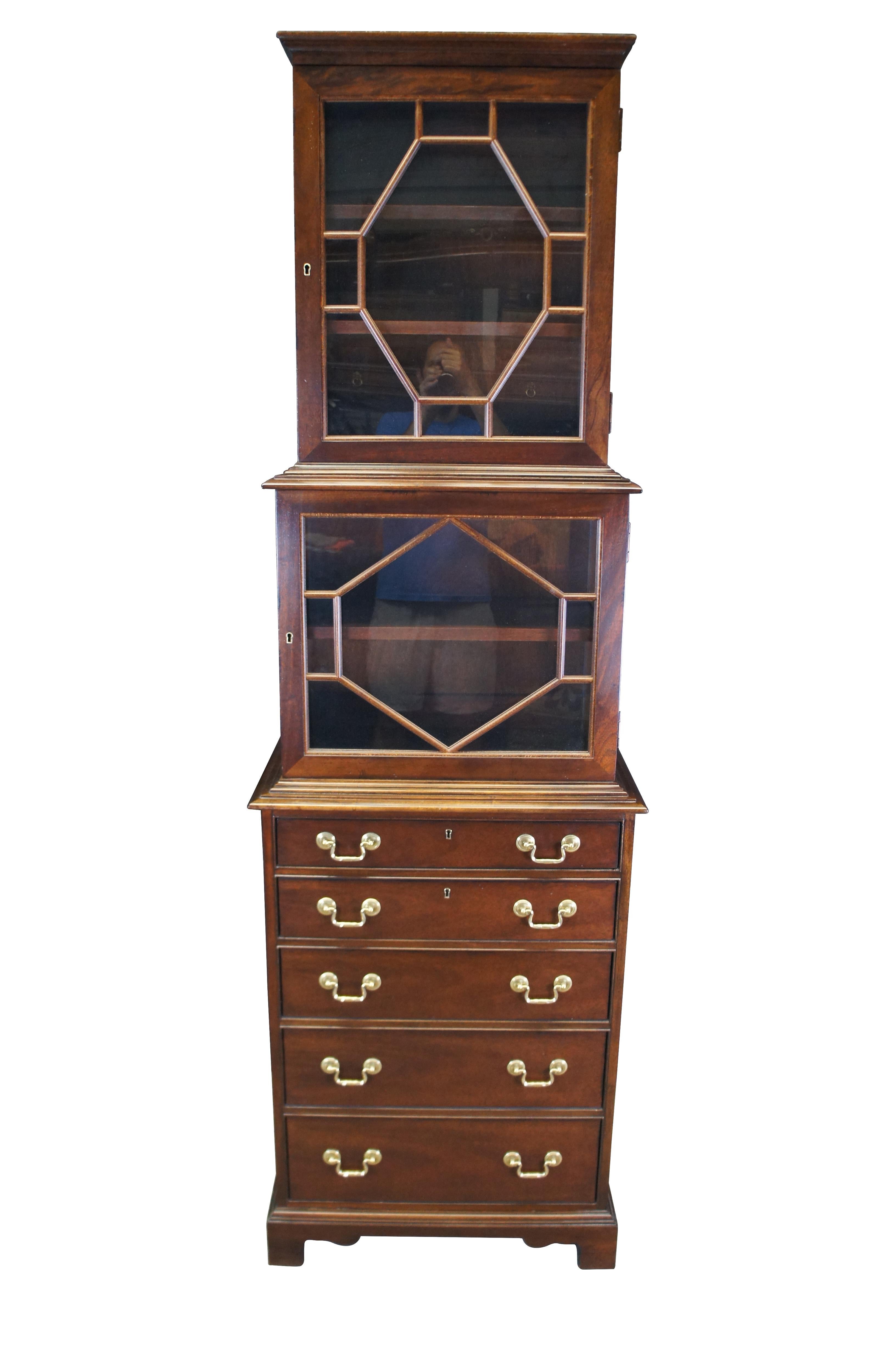 2 Hickory Chair Mahogany English Georgian Curio Cabinets Bookcases Chest 84