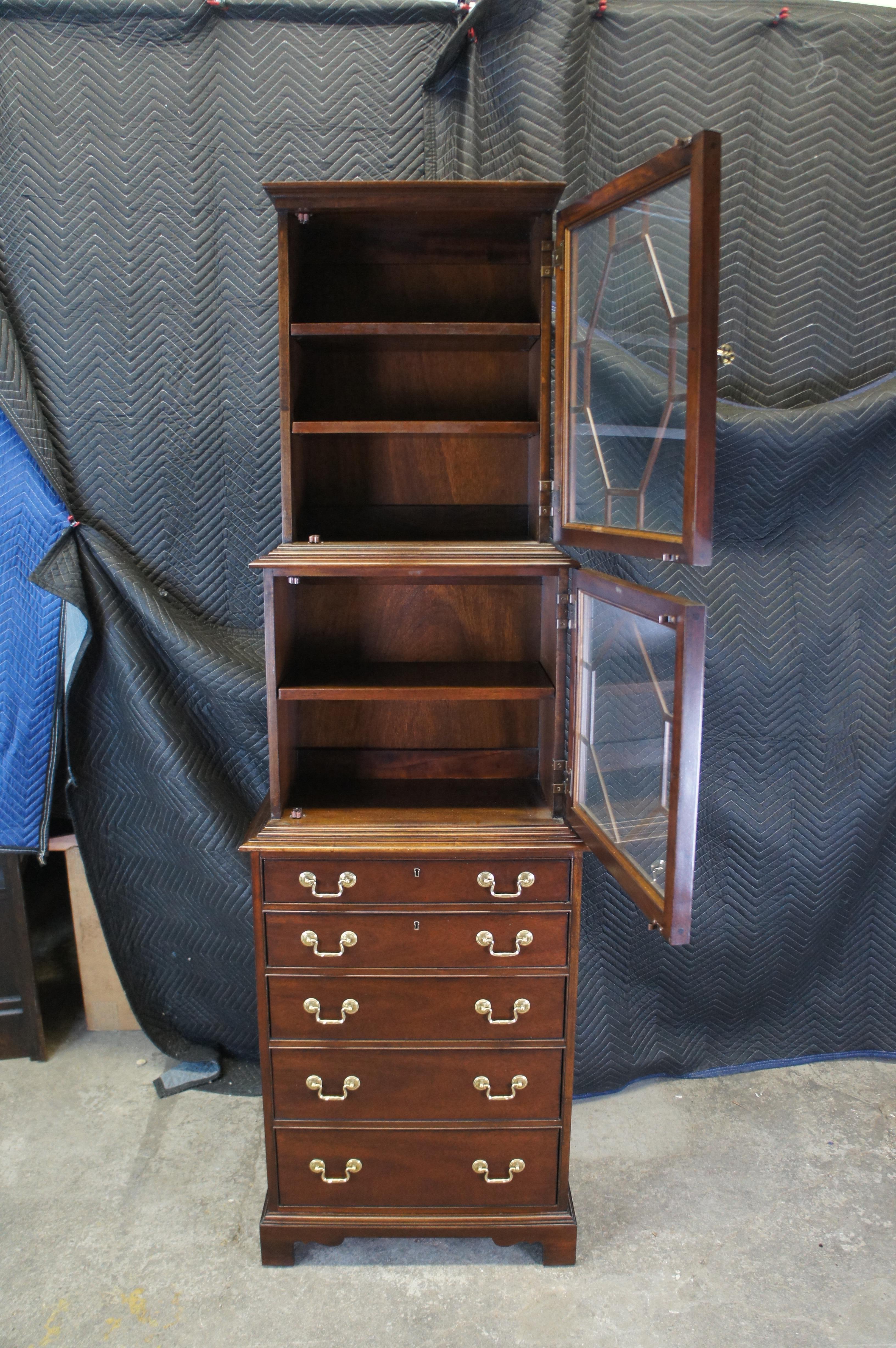 2 Hickory Chair Mahogany English Georgian Curio Cabinets Bookcases Chest 84