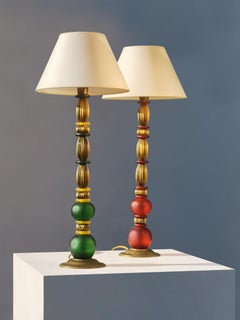 2 LAMPES DE TABLE ART-DECO BAROCCO NEOCLASSICAL, France 1990