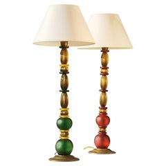 2 ALTAS LÁMPARAS DE MESA NEOCLÁSICAS ART-DECO BAROCCO, Francia 1990