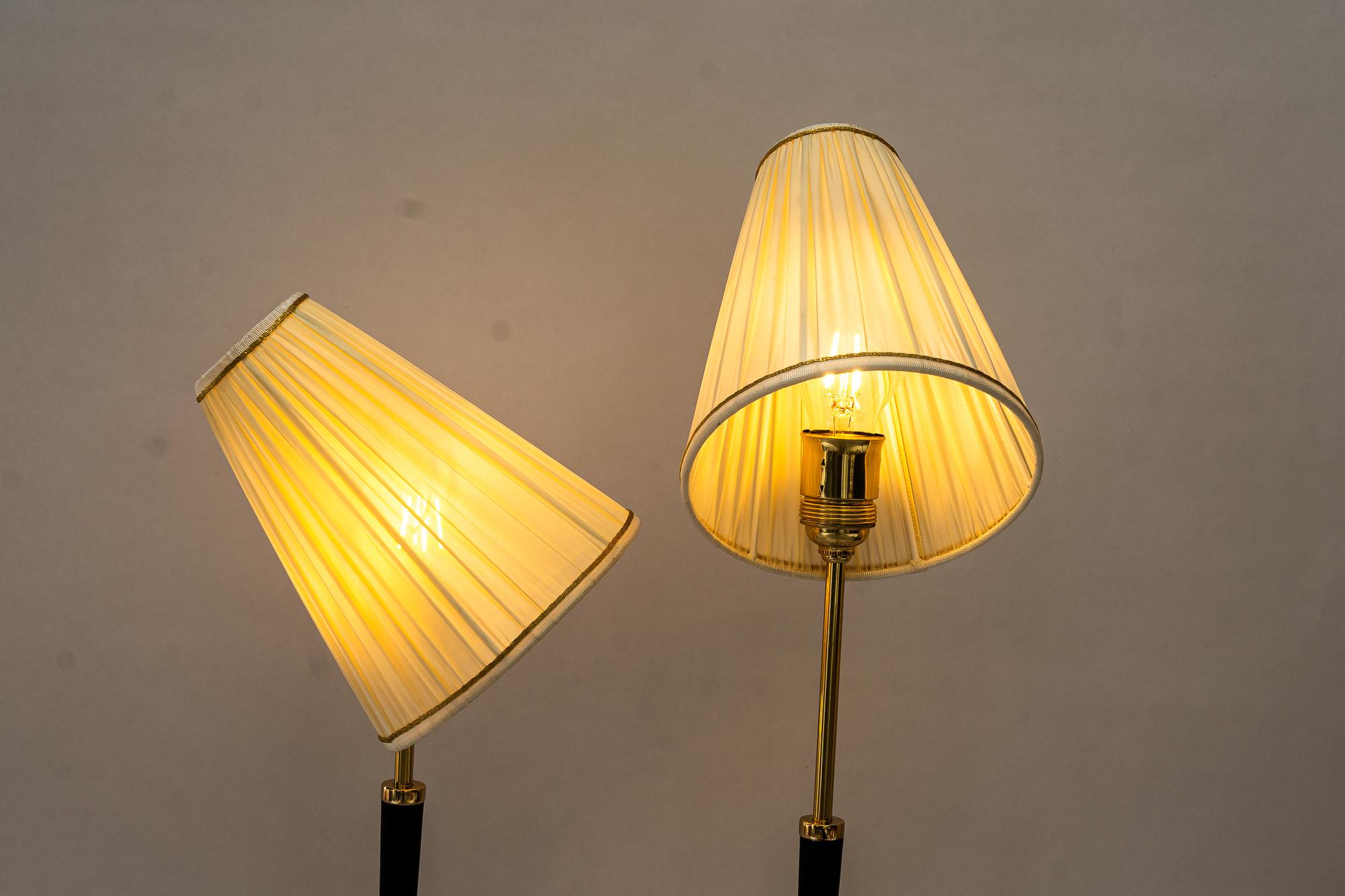 2 hight adjustable J.T.Kalmar table lamps with fabric shades vienna around 1950s For Sale 2