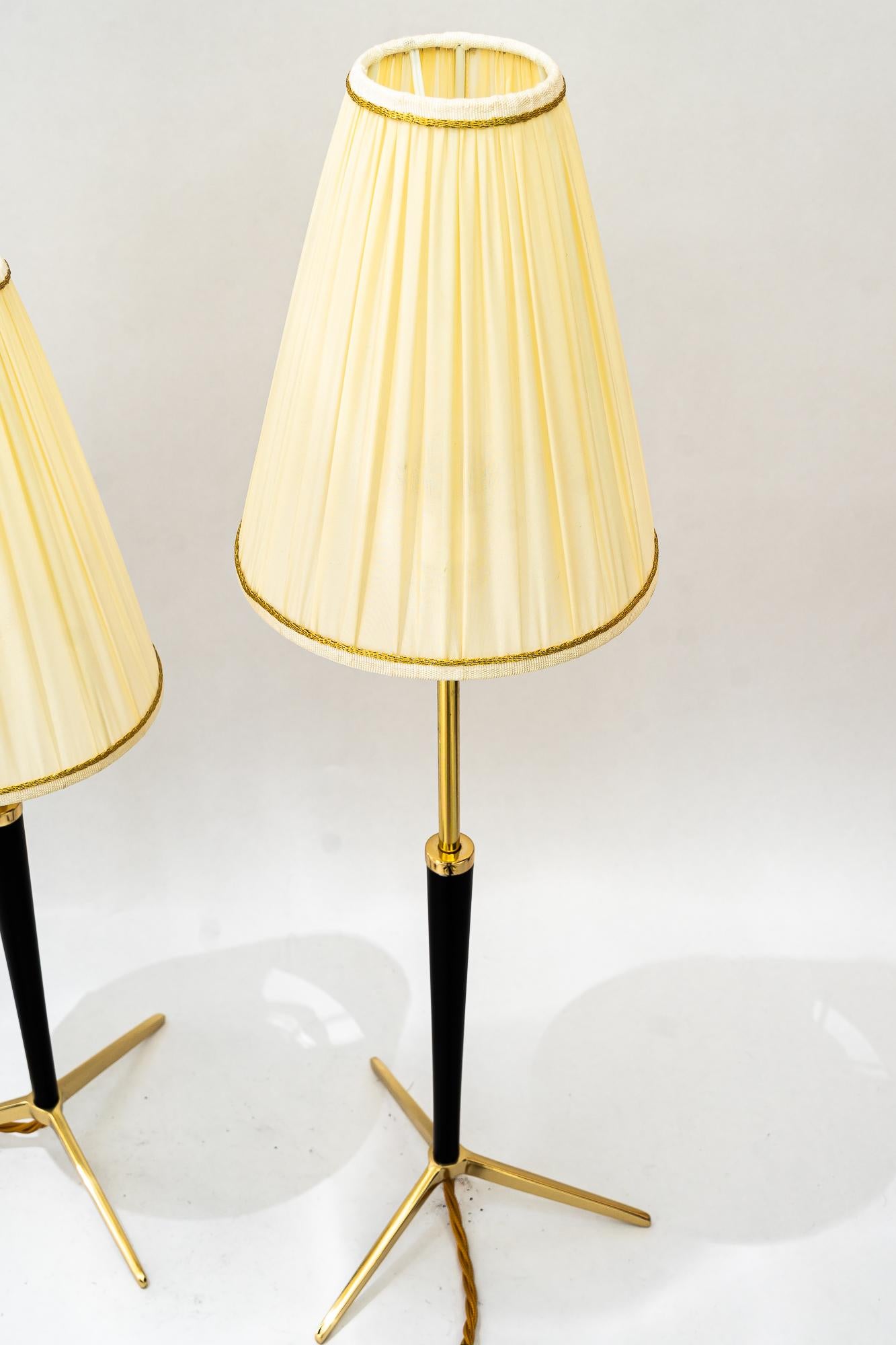 Mid-Century Modern 2 hight adjustable J.T.Kalmar table lamps with fabric shades vienna around 1950s For Sale