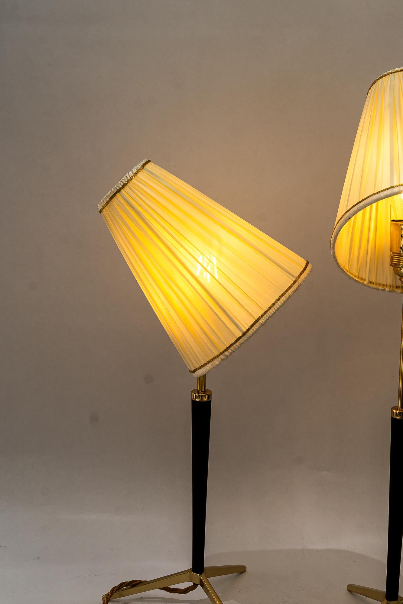 2 hight adjustable J.T.Kalmar table lamps with fabric shades vienna around 1950s For Sale 1