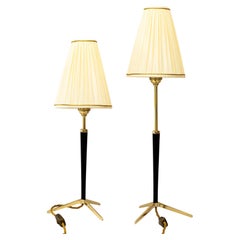 2 lampade da tavolo J.T. Kalmar regolabili in altezza con paralumi in tessuto vienna 1950 ca.