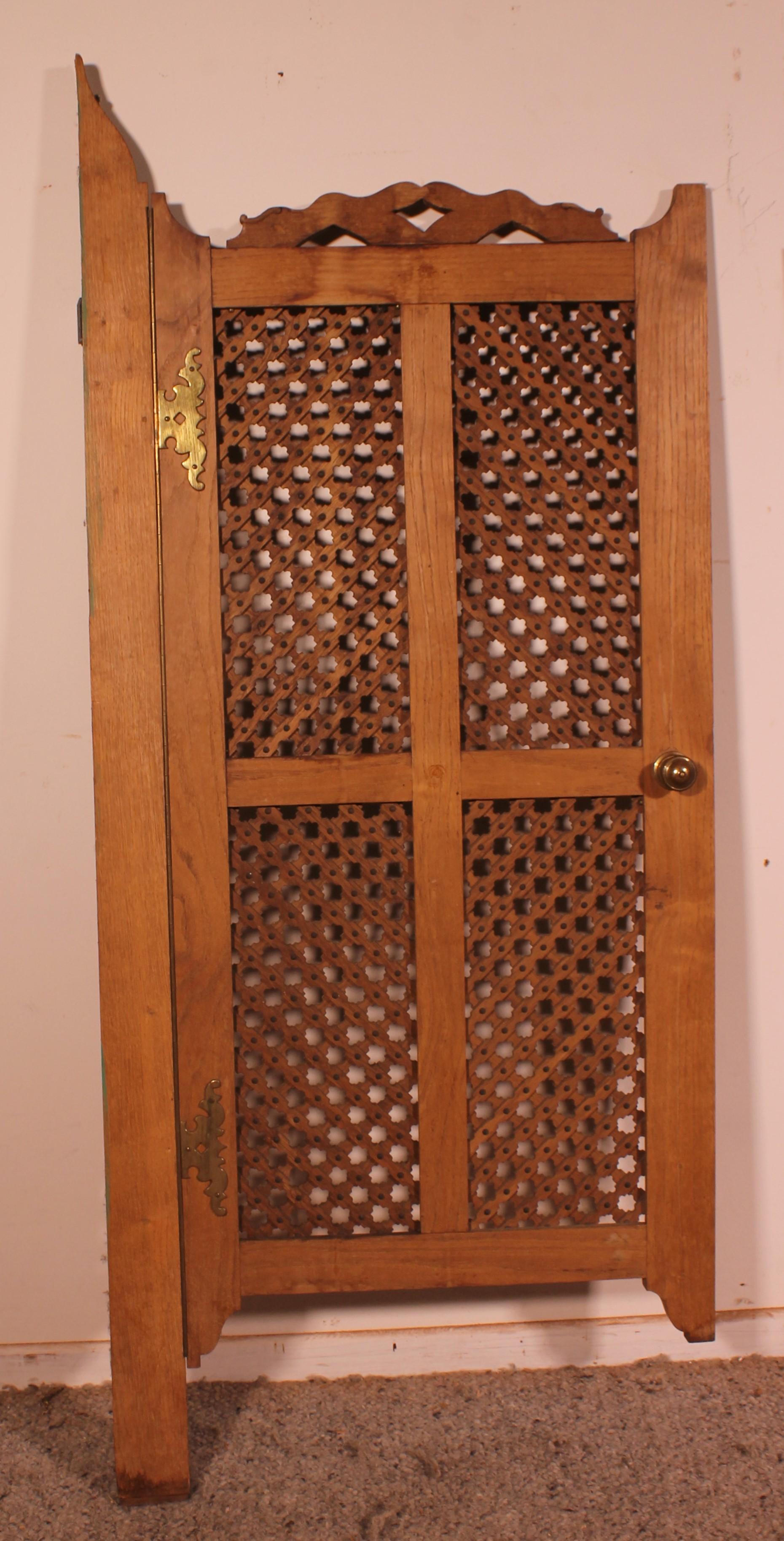 Oak 2 Hispano Moorish Hinged Doors, 19th Century For Sale