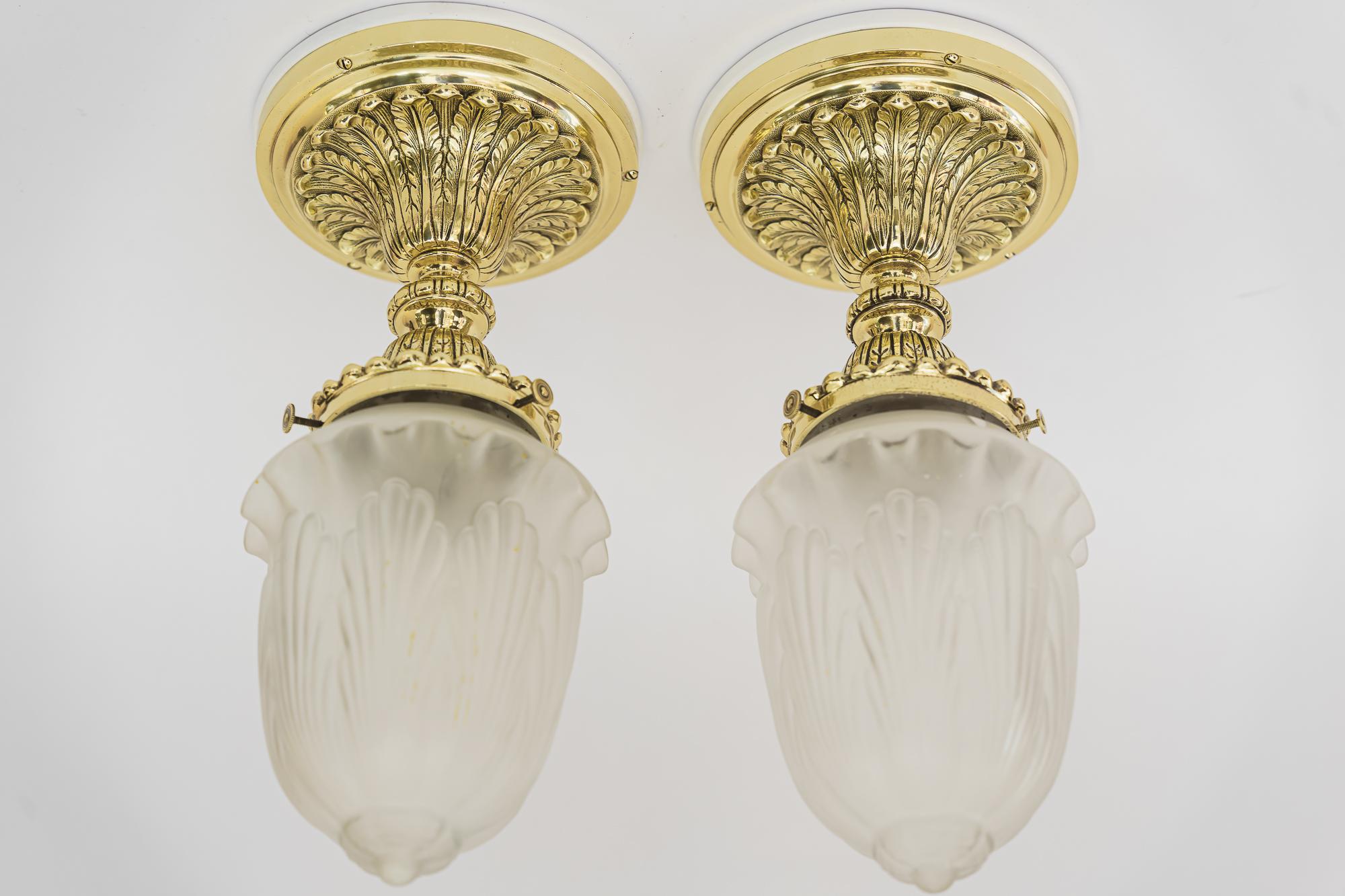 old lamps with glass shades