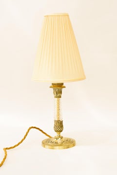2 Historistic table lamps with fabric shades vienna around 1920s