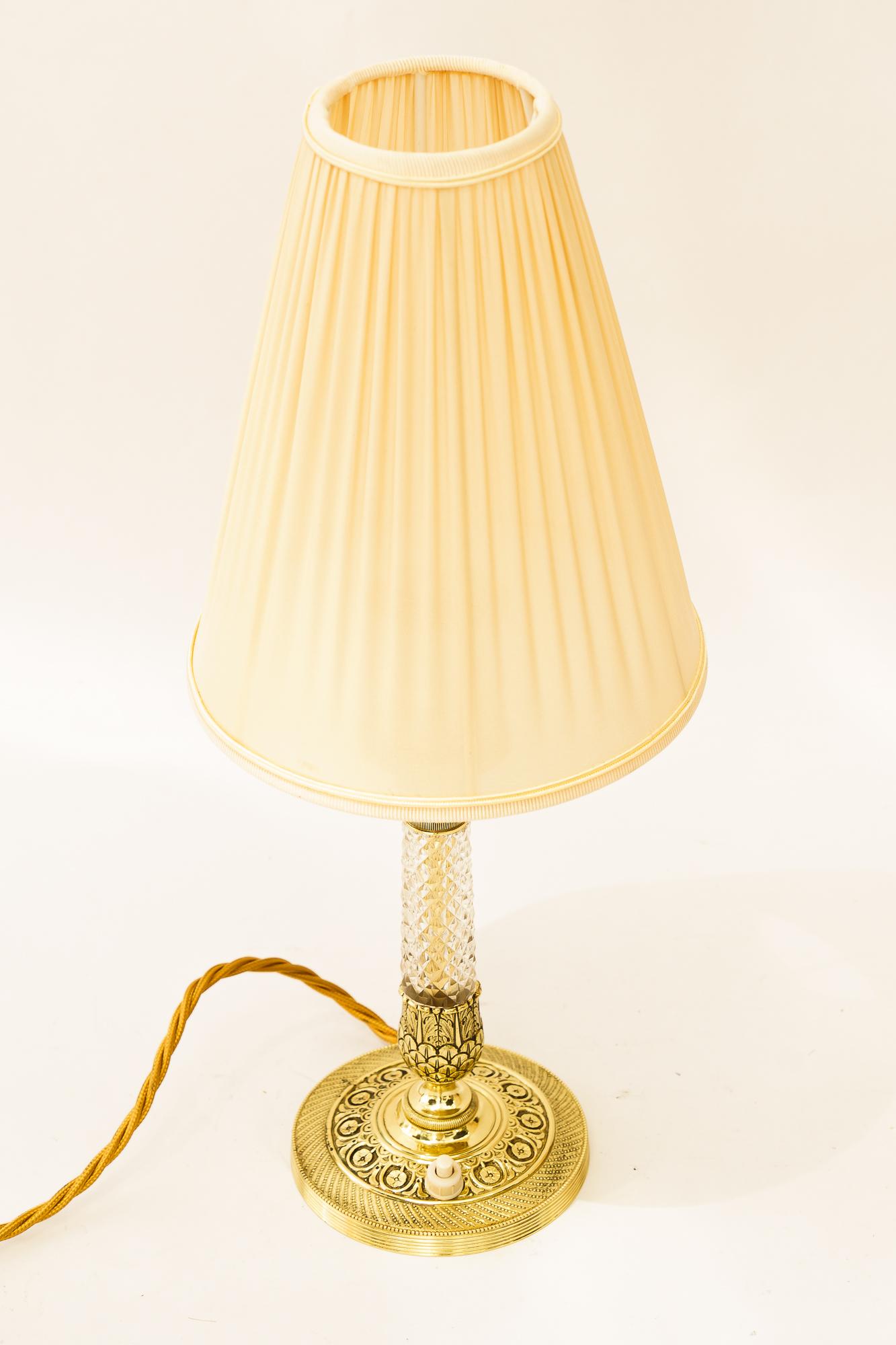Austrian 2 Historistic table lamps with fabric shades vienna around 1920s For Sale