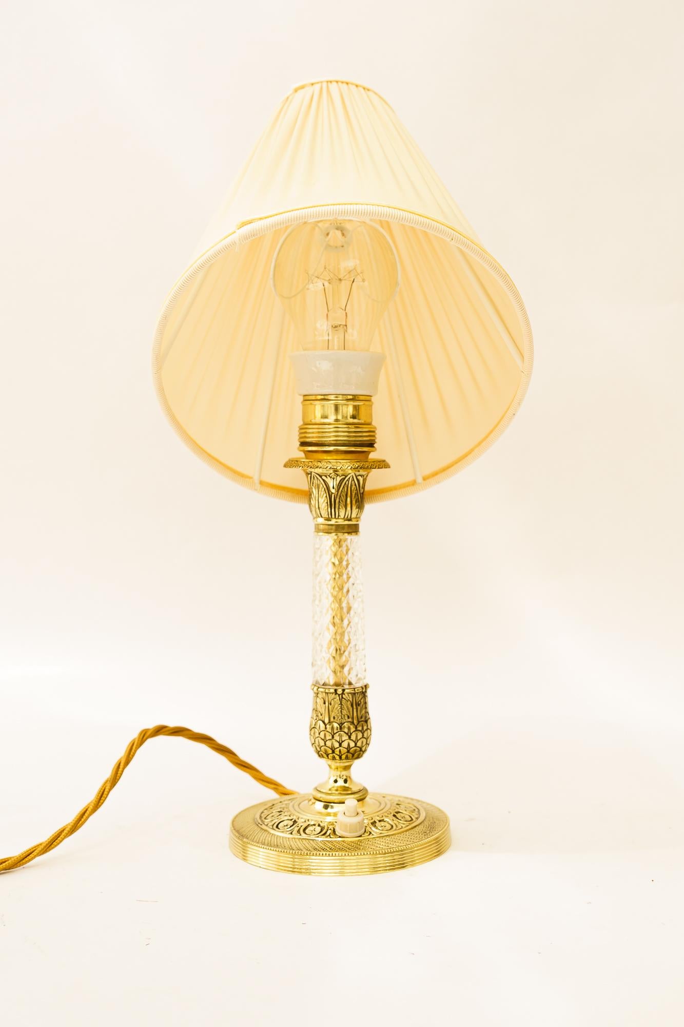 Early 20th Century 2 Historistic table lamps with fabric shades vienna around 1920s For Sale