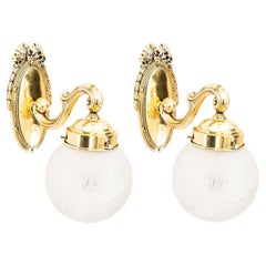 2 Historistic wall lamps with cut glass shade vienna around 1890s