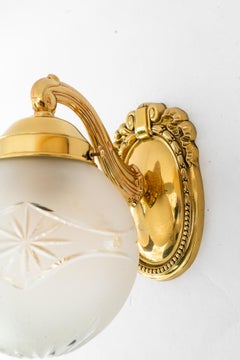 2 Historistic Wall lamps with cut glass shades vienna around 1890s