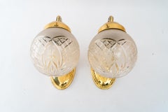 2 Historistic Wall lamps with cut glass shades vienna around 1890s