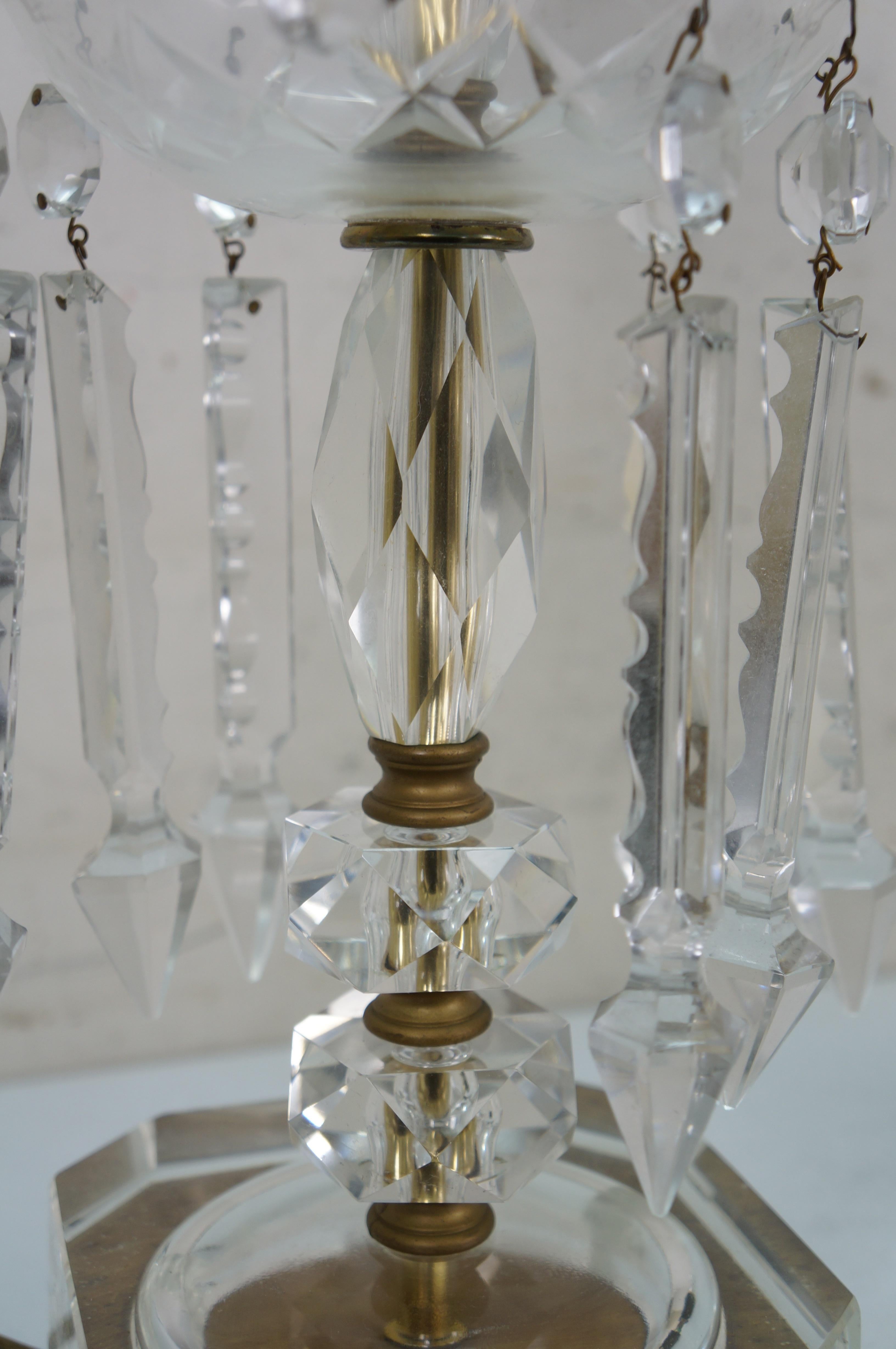 2 Lampade da tavolo Hollywood Regency con piedini a goccia in cristallo lustro 22