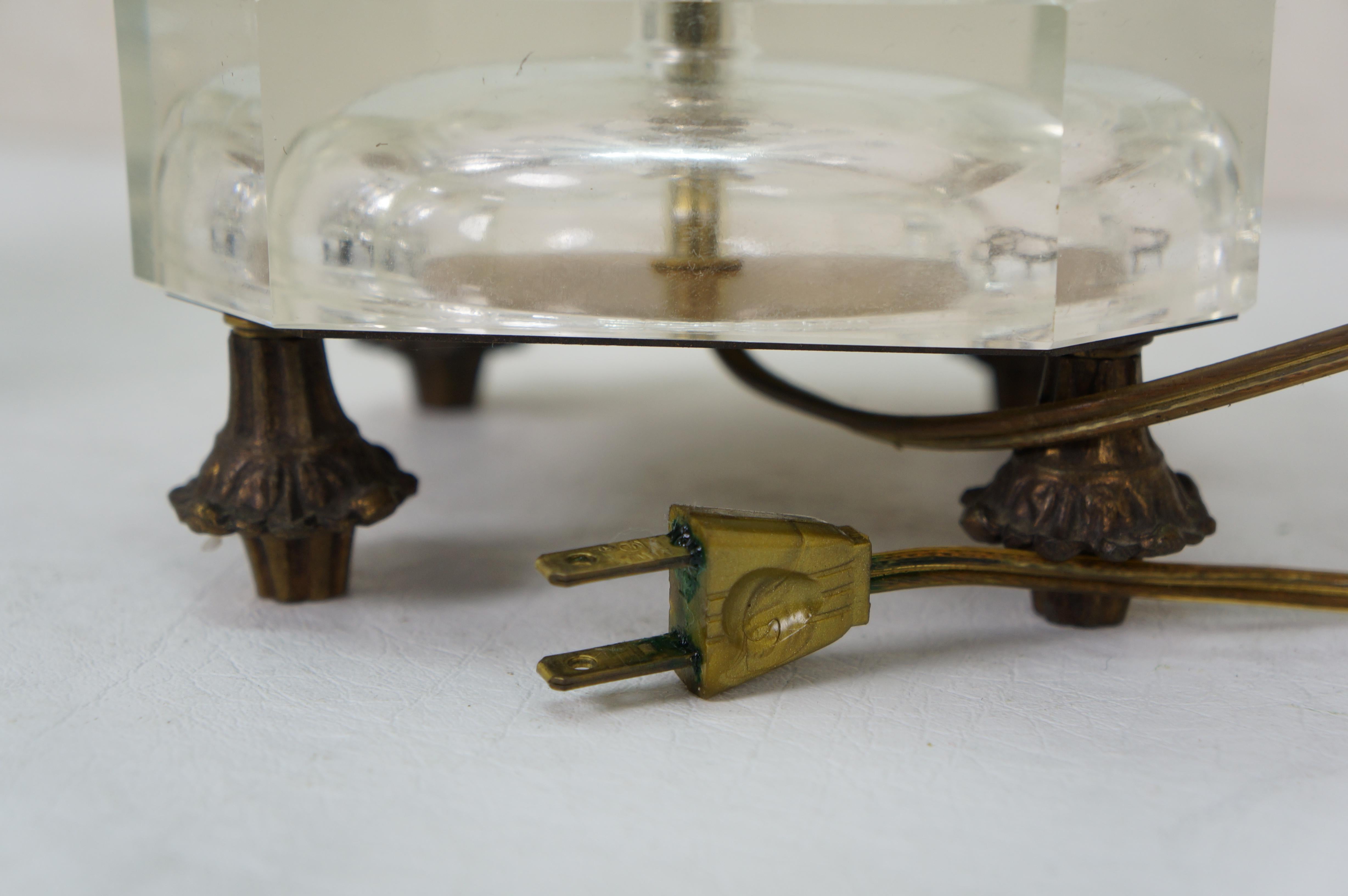 2 Lampade da tavolo Hollywood Regency con piedini a goccia in cristallo lustro 22