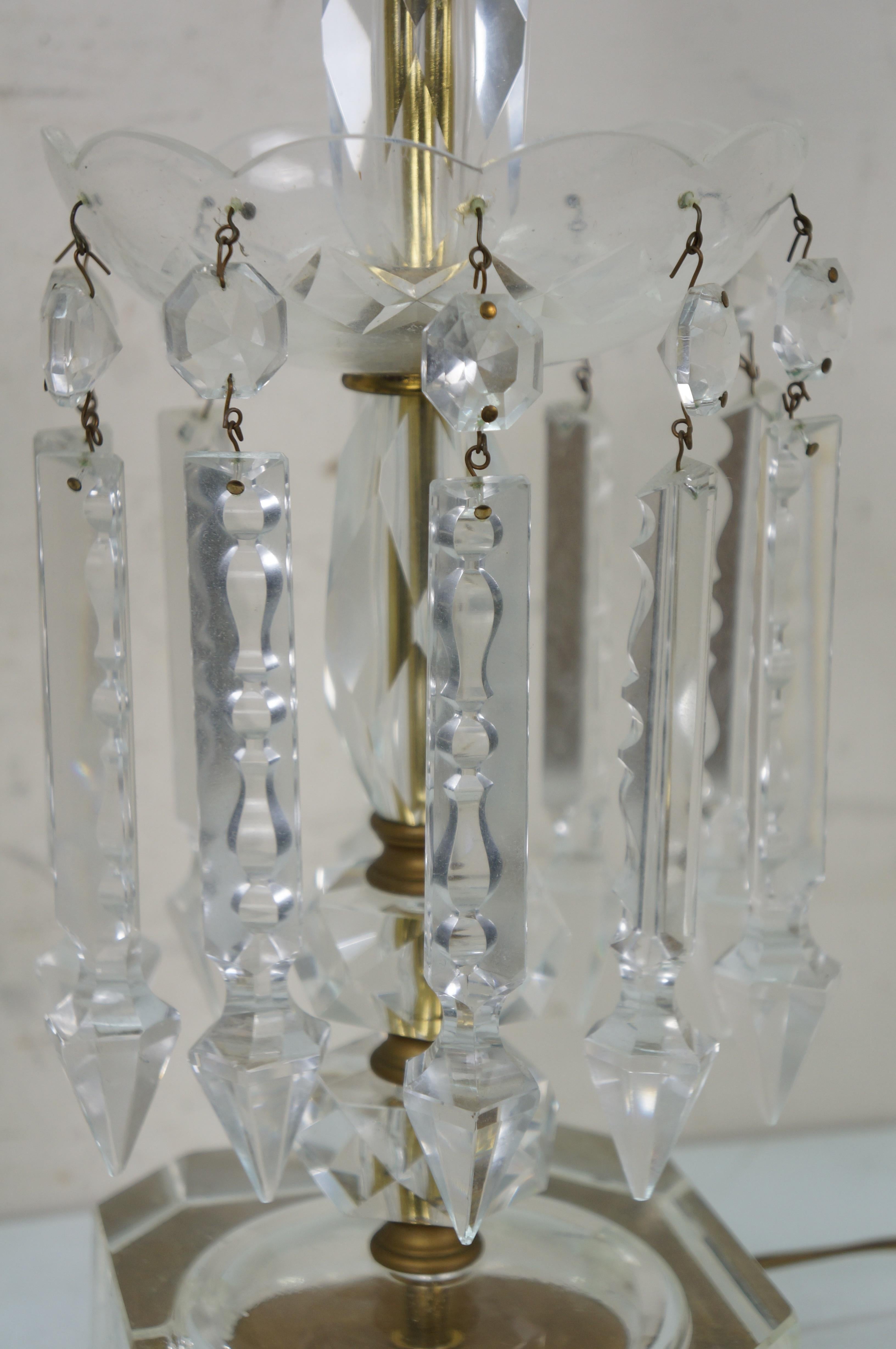 Cristallo 2 Lampade da tavolo Hollywood Regency con piedini a goccia in cristallo lustro 22