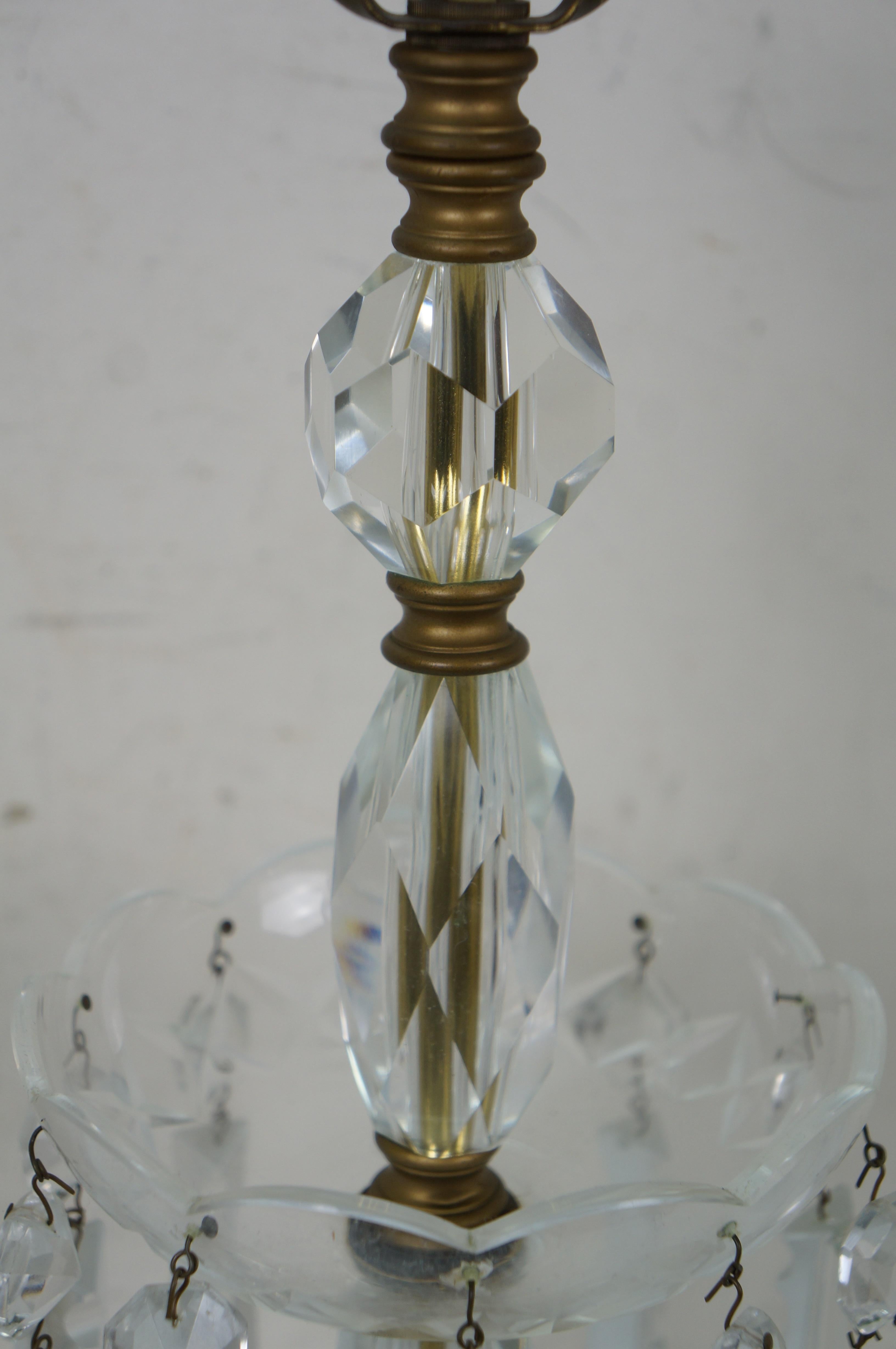 2 Lampade da tavolo Hollywood Regency con piedini a goccia in cristallo lustro 22