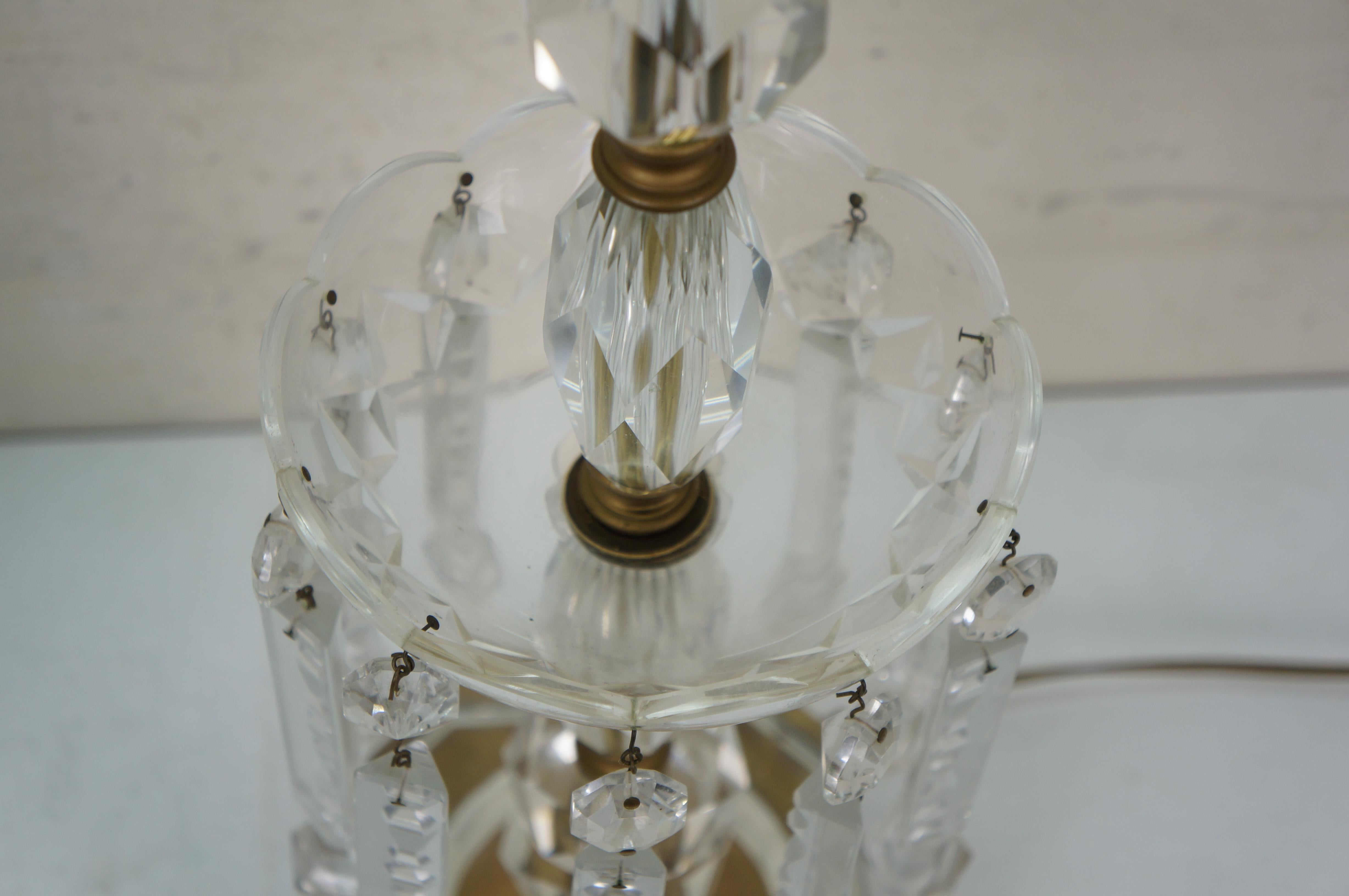 2 Lampade da tavolo Hollywood Regency con piedini a goccia in cristallo lustro 22