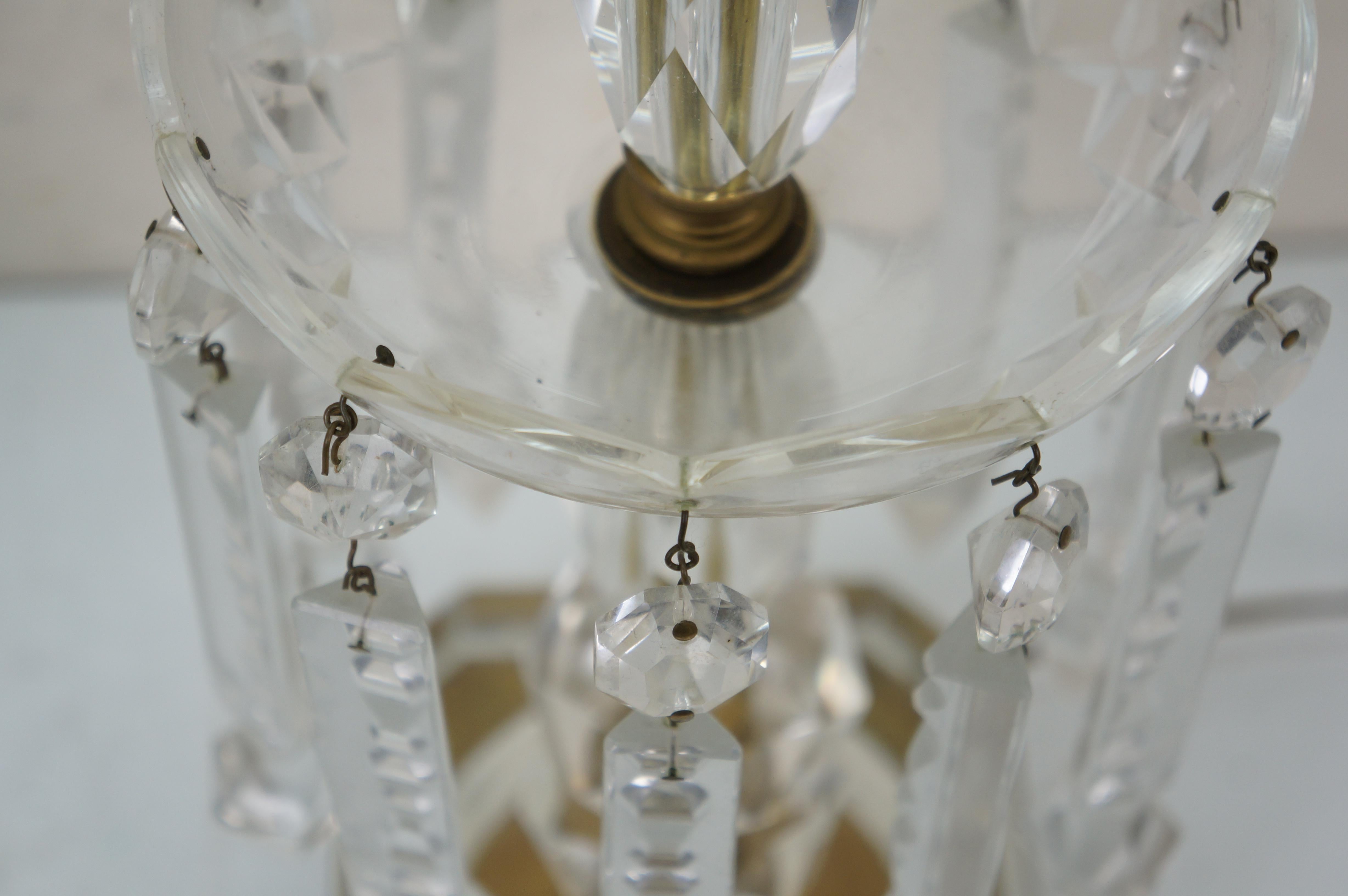 2 Lampade da tavolo Hollywood Regency con piedini a goccia in cristallo lustro 22