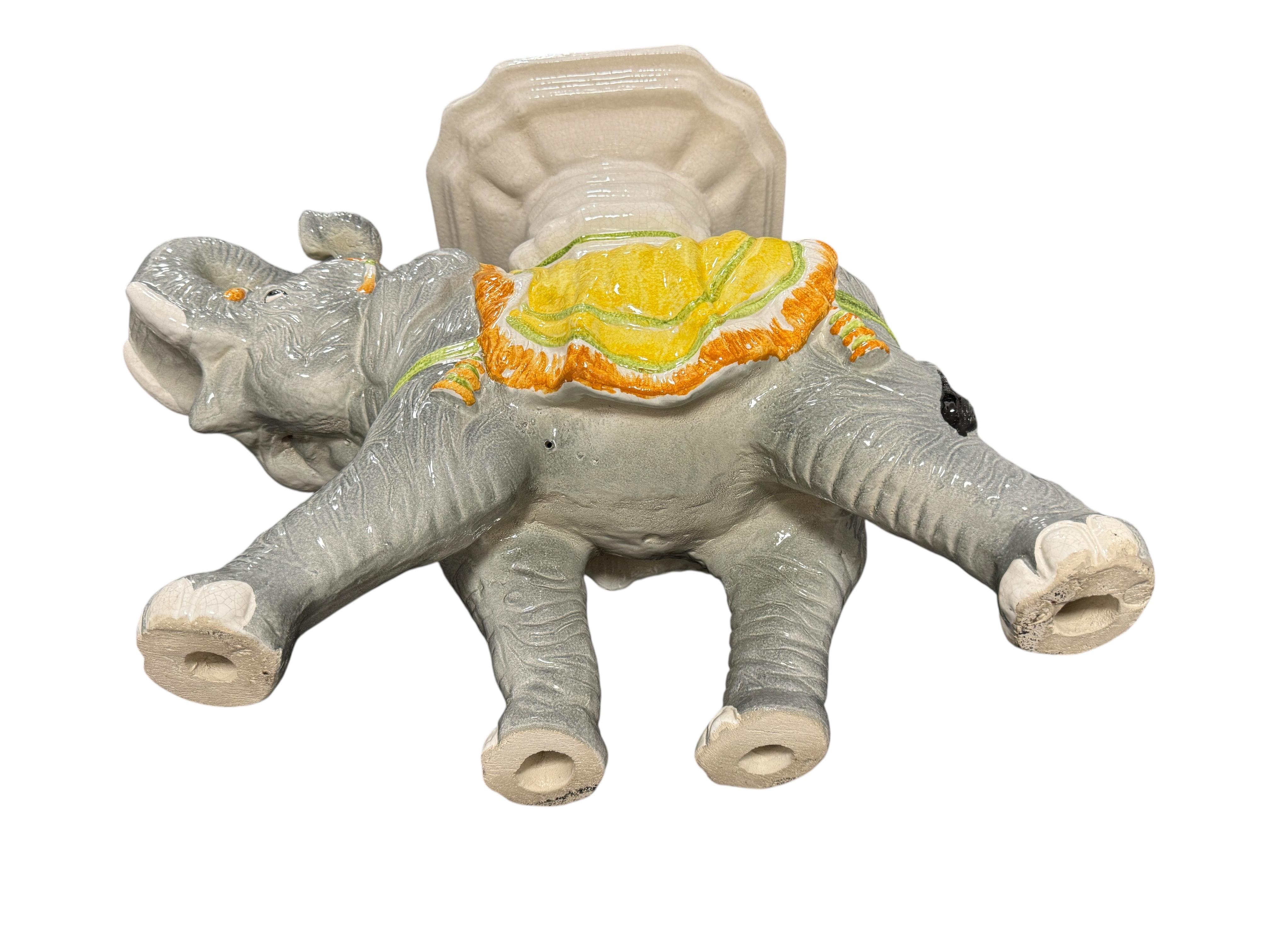 2 Hollywood Regency Italian Terracotta Elephant Garden Stool Plant Stand or Seat en vente 4