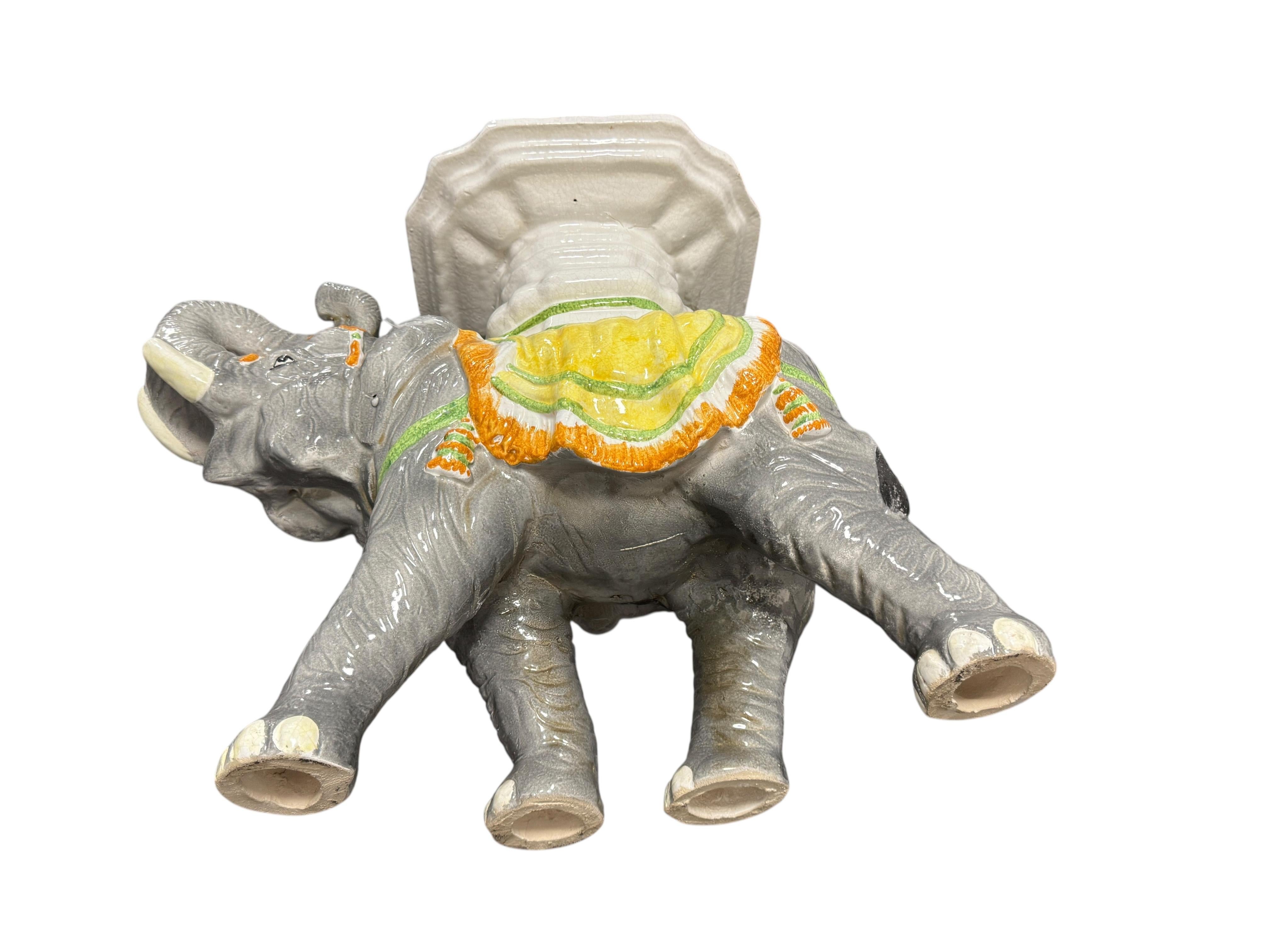 2 Hollywood Regency Italian Terracotta Elephant Garden Stool Plant Stand or Seat en vente 2